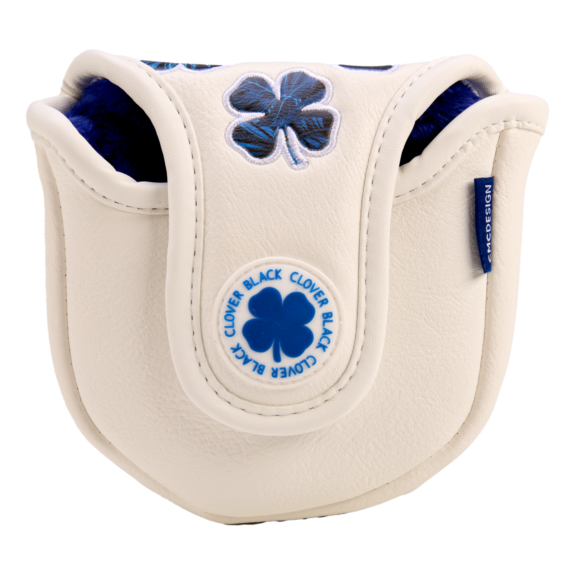 Live Lucky White & Navy Flower Clover Mallet Putter Headcover