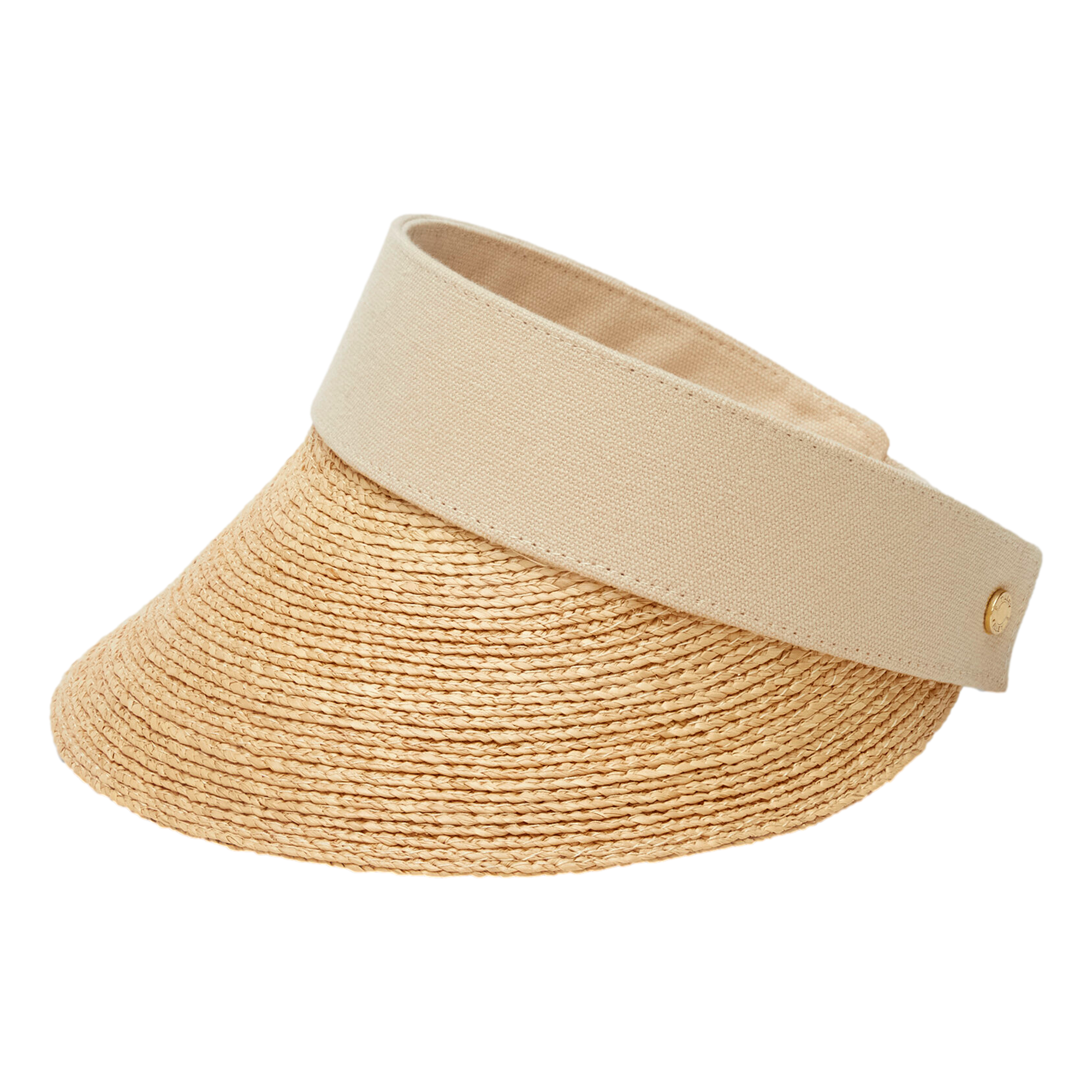 Eric javits Women’s Roll-Up Straw Visor Hat in Tan and White Eric Javits Squishee Halo Visor - Peanut/White - Murray main image 3