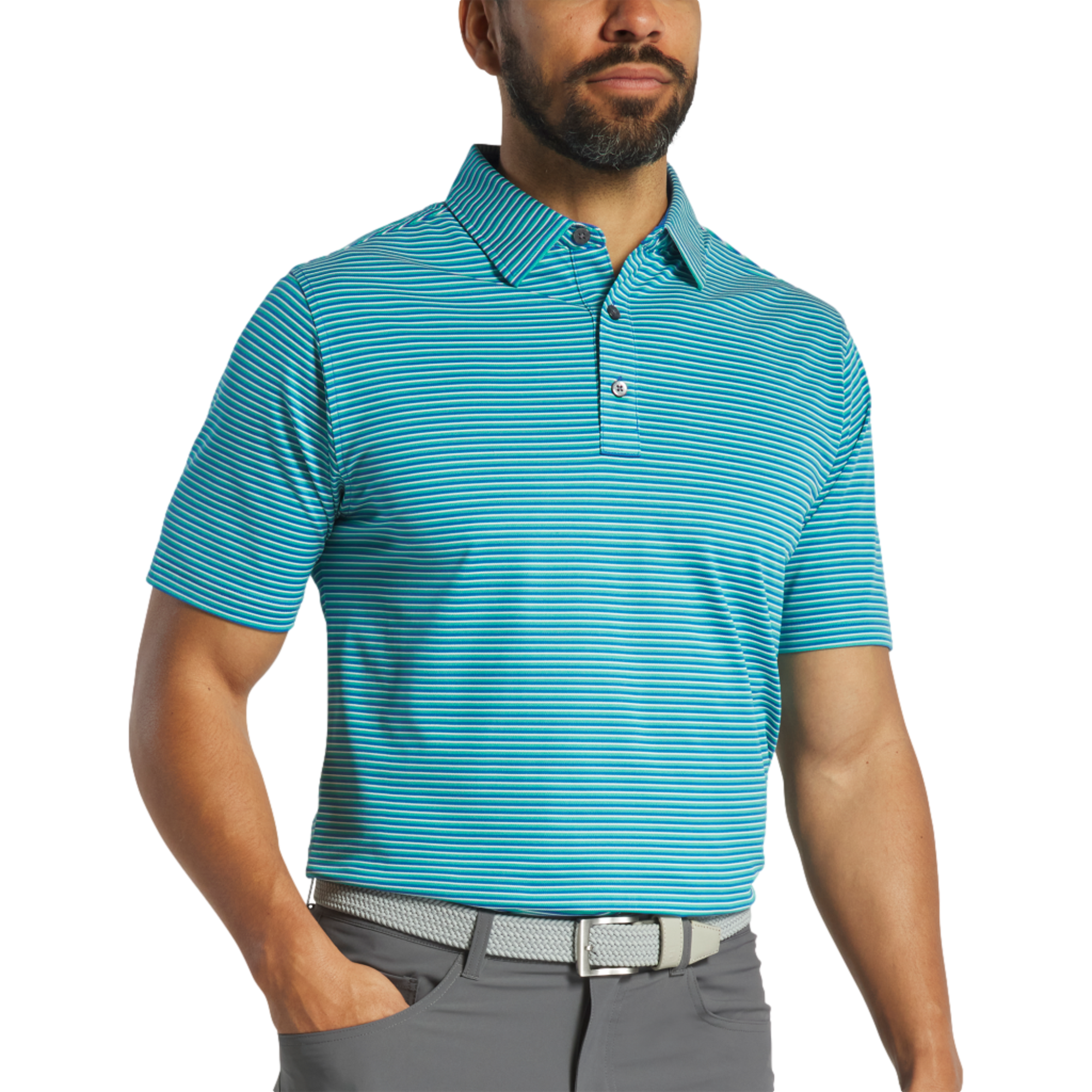 FootJOy Regent Stripe Pique Short Sleeve Polo Shirt PGA TOUR