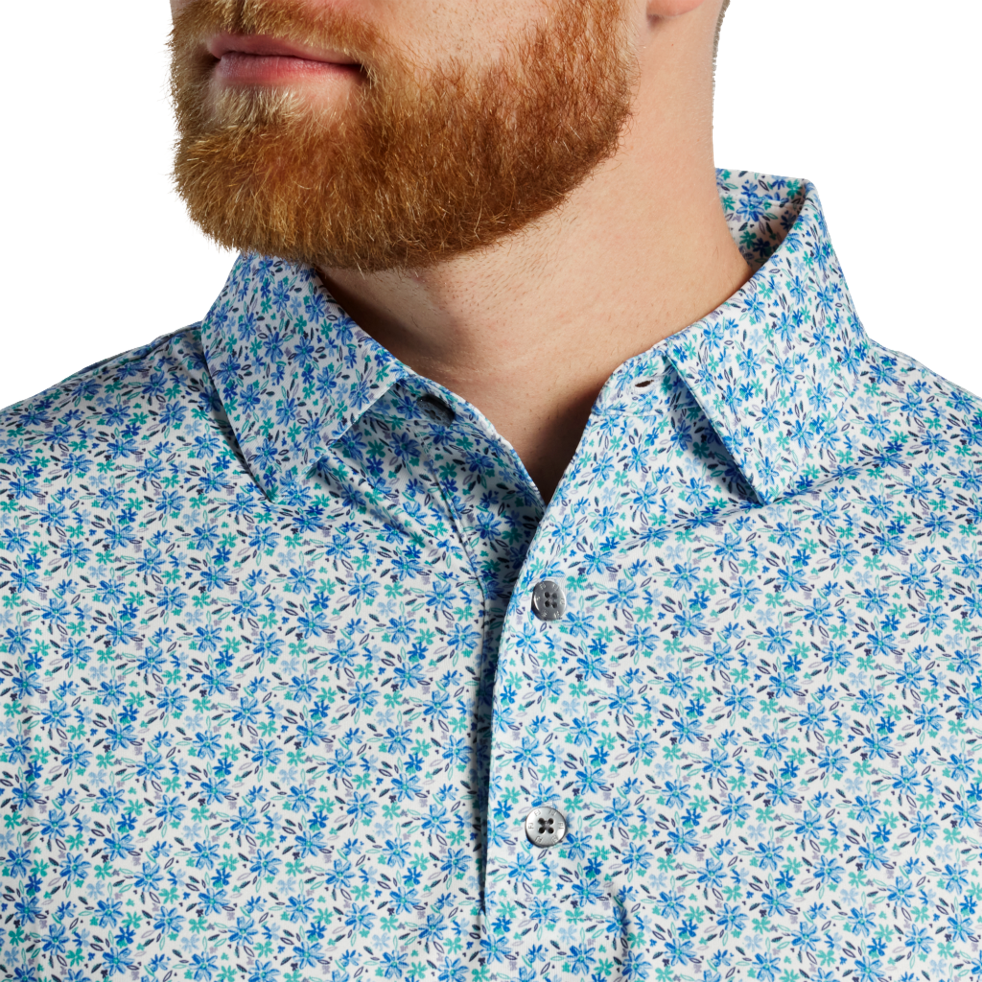 Allover Floral Print Lisle Short Sleeve Polo Shirt
