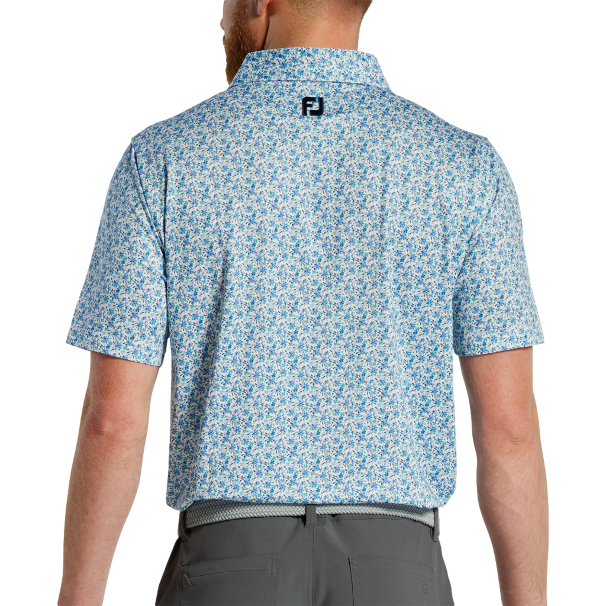 Allover Floral Print Lisle Short Sleeve Polo Shirt