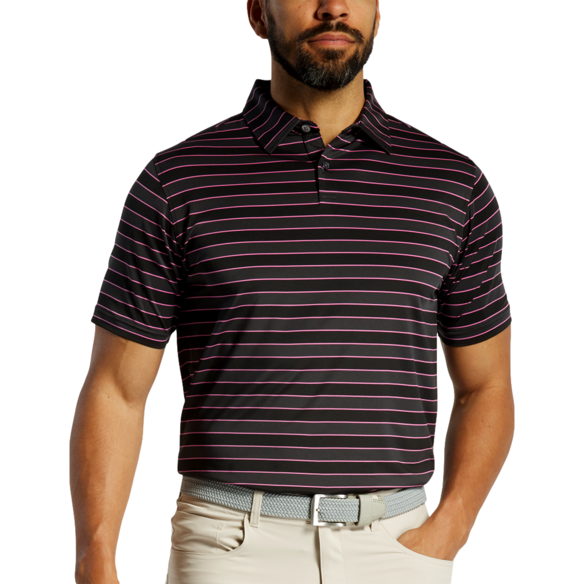 Tonal Stripe Lisle Short Sleeve Polo Shirt