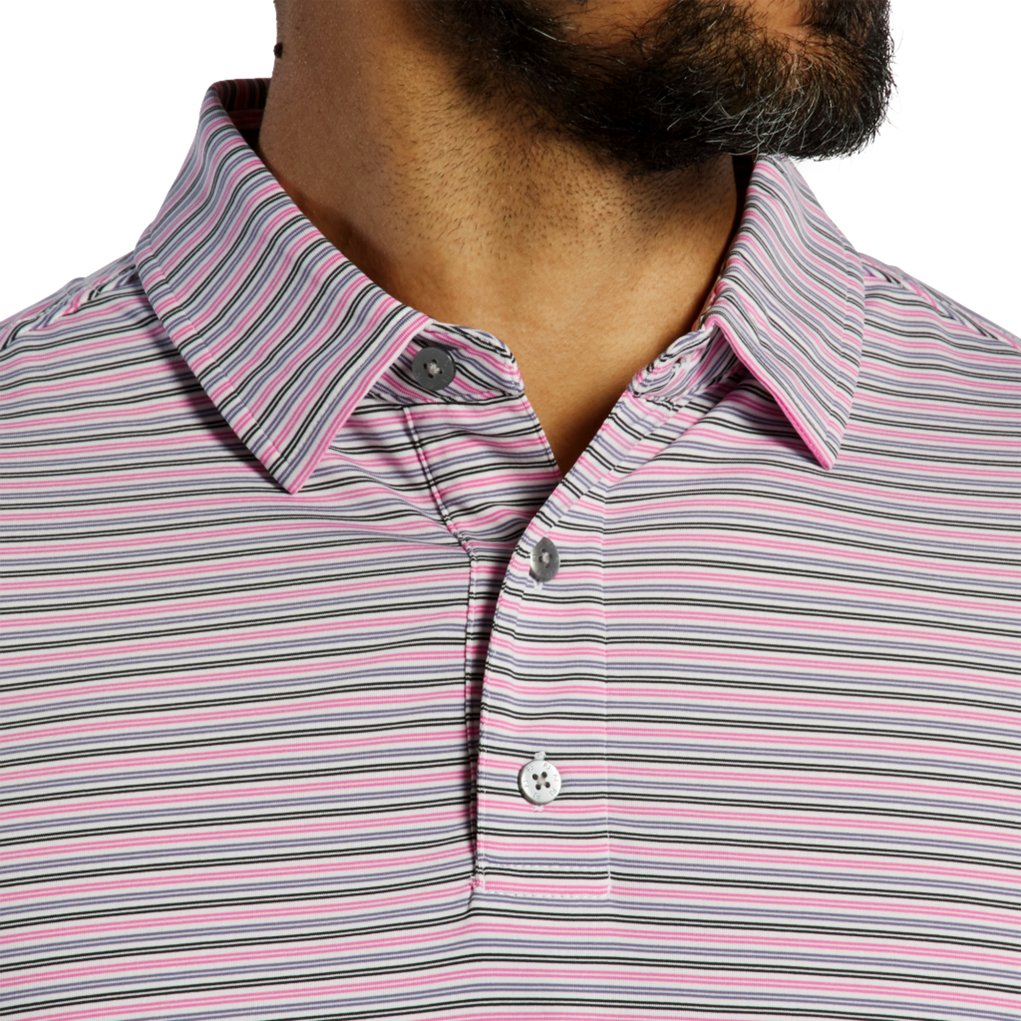 Multi Pinstripe Lisle Men's Short Sleeve Golf Polo Shirt