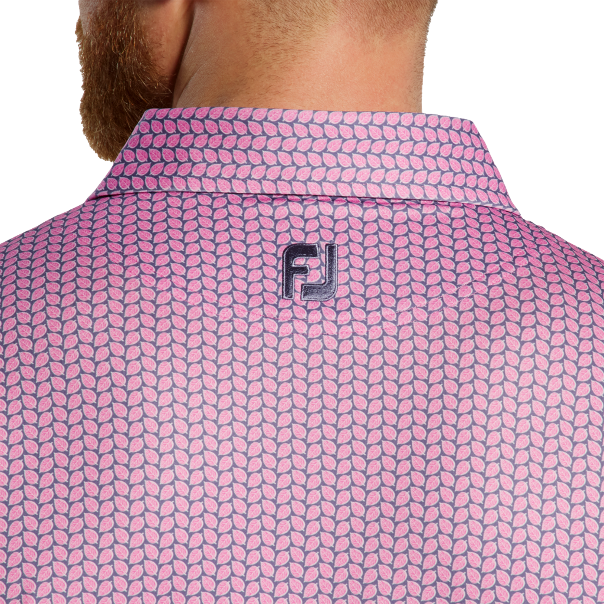 Leaf Print Lisle Men's Short Sleeve Golf Polo Shirt