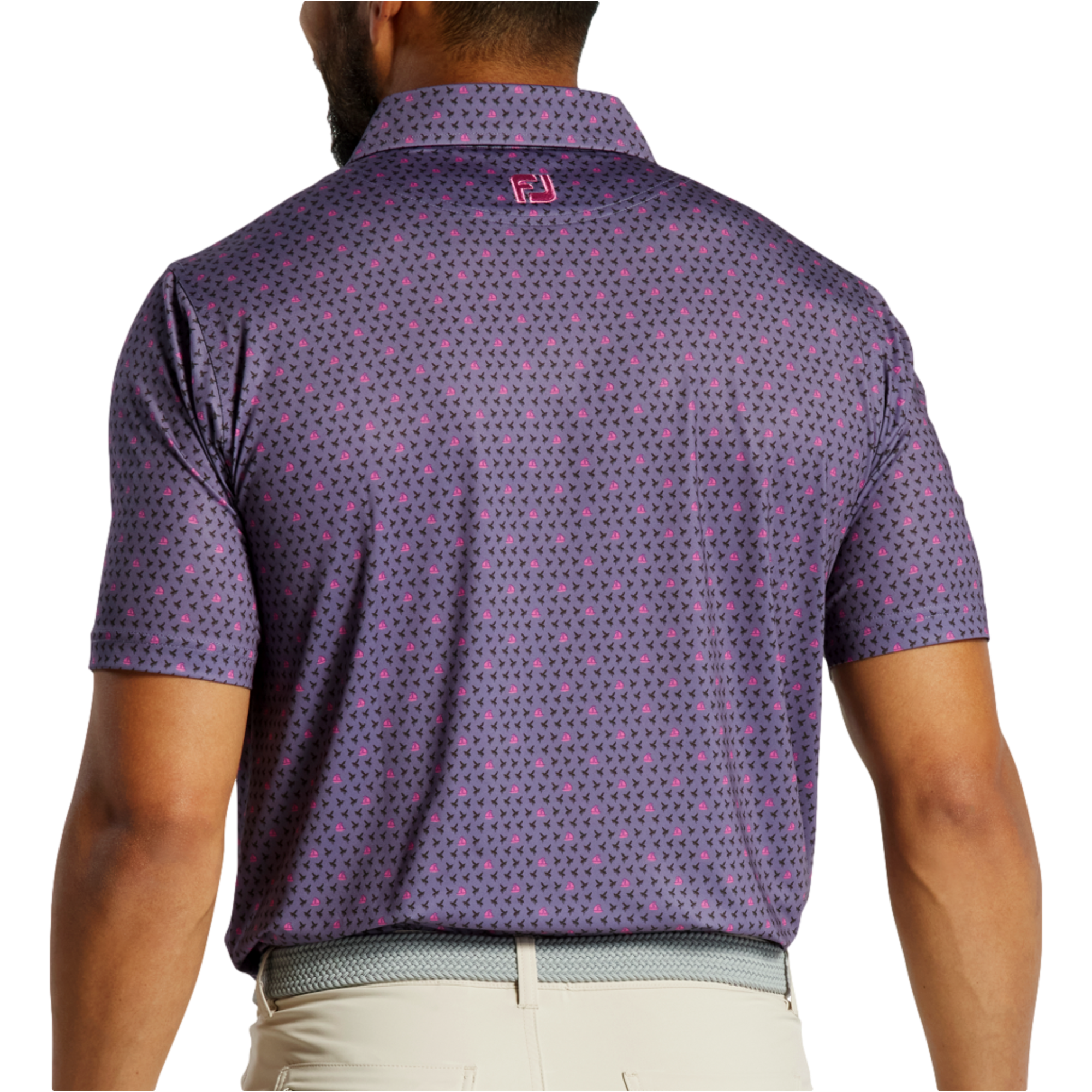 Flying Wasp Print Lisle Short Sleeve Polo Shirt