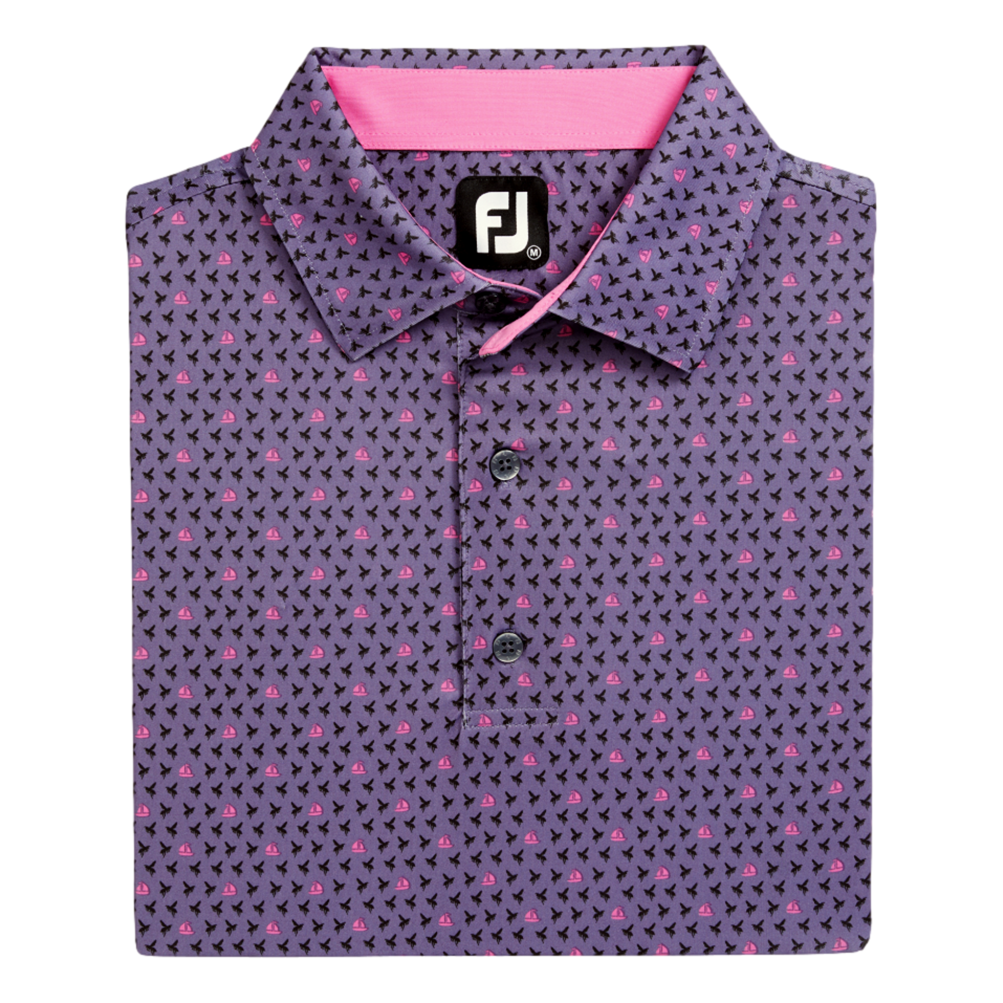 Flying Wasp Print Lisle Short Sleeve Polo Shirt