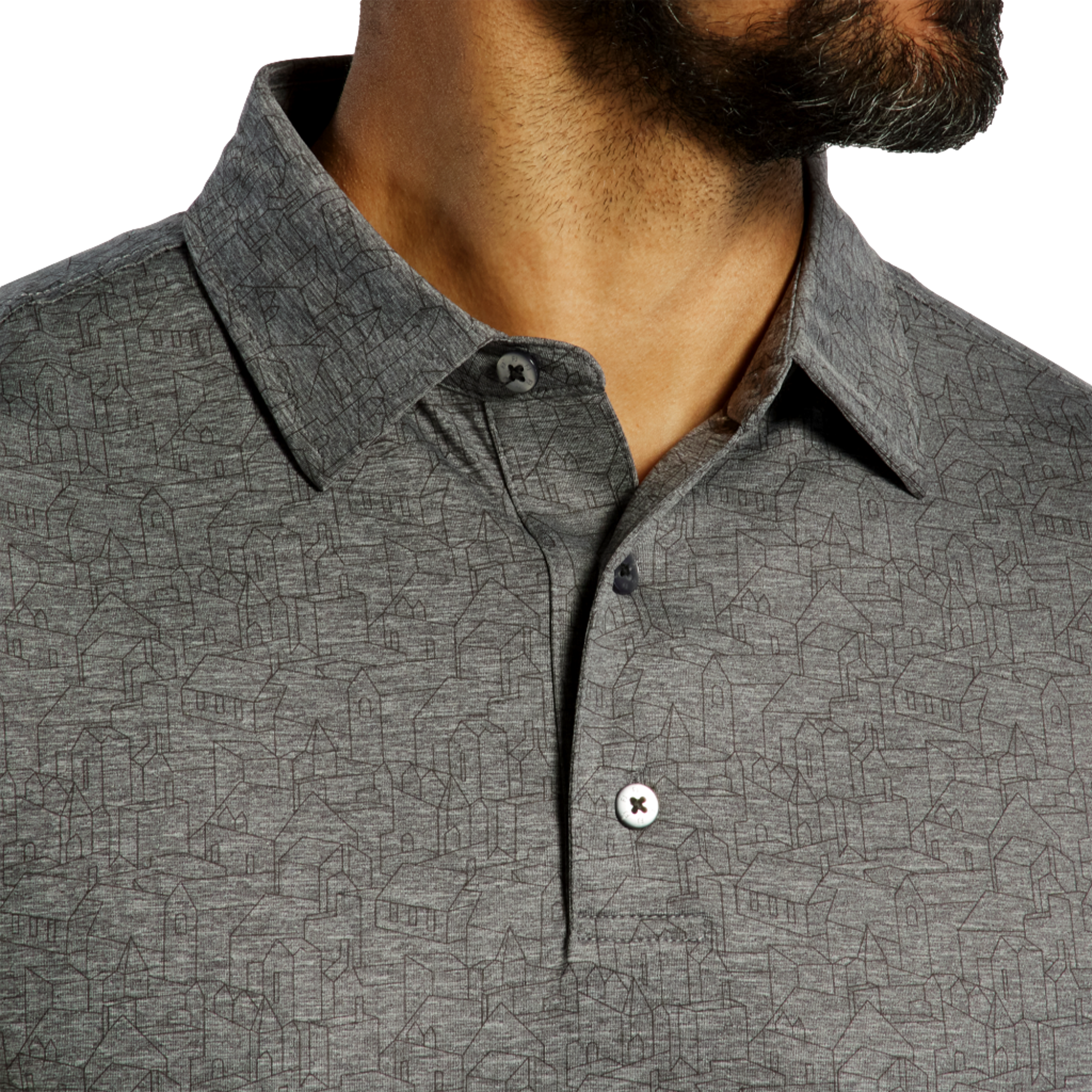 Lisle Scottish Town Print Short Sleeve Polo Shirt