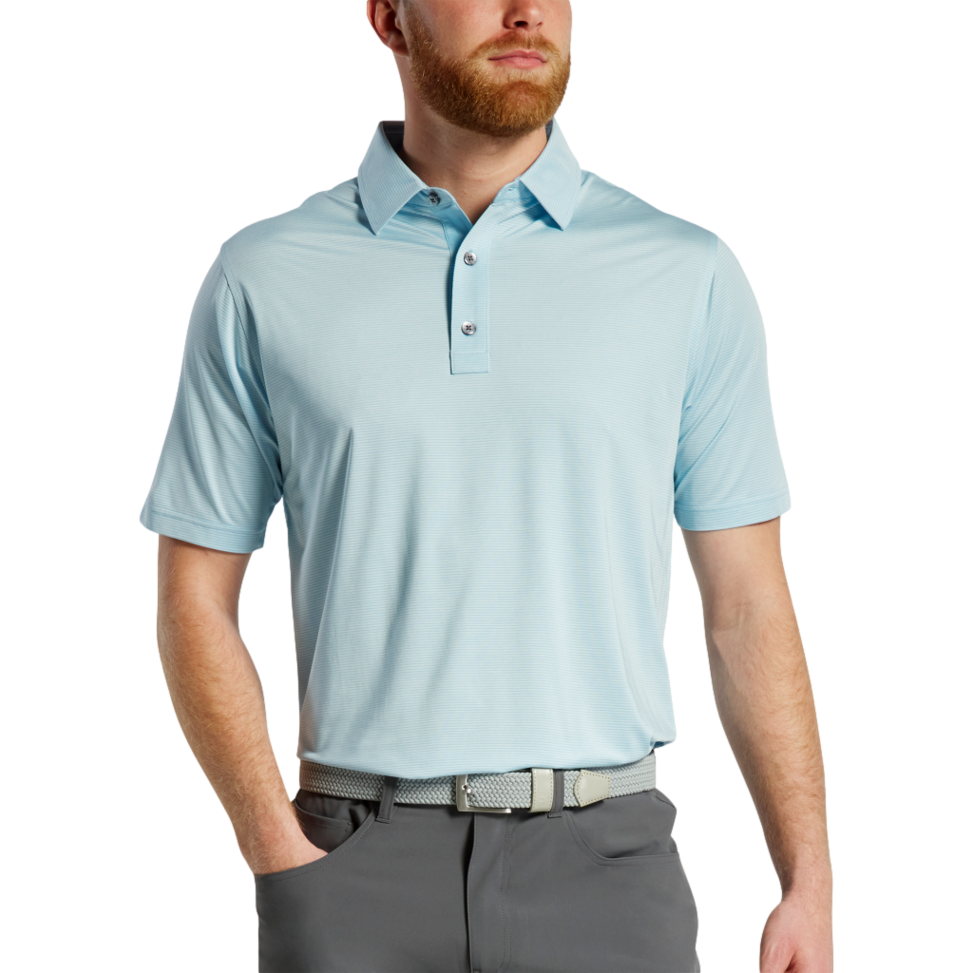 Heather Stripe Lisle Men's Short Sleeve Golf Polo Shirt
