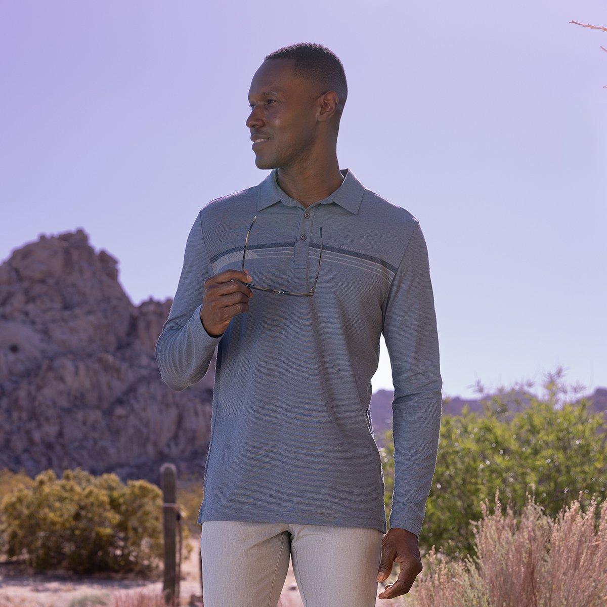 Course Mapper Men's Long Sleeve Golf Polo Shirt
