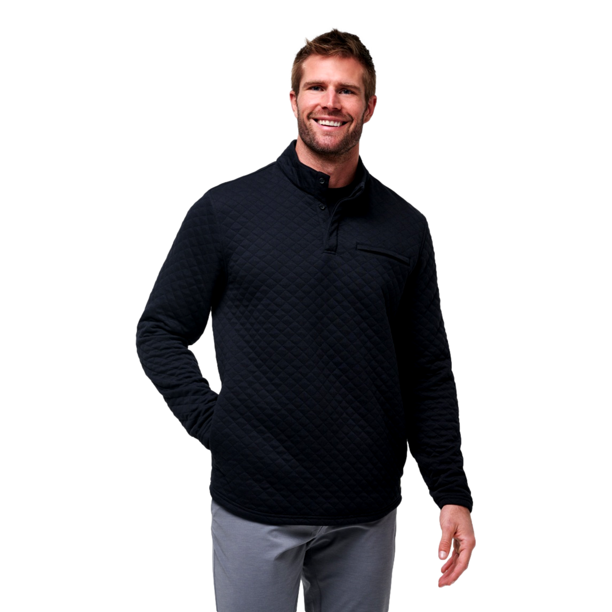 Transatlantic Quilted Button Closure Pull Over