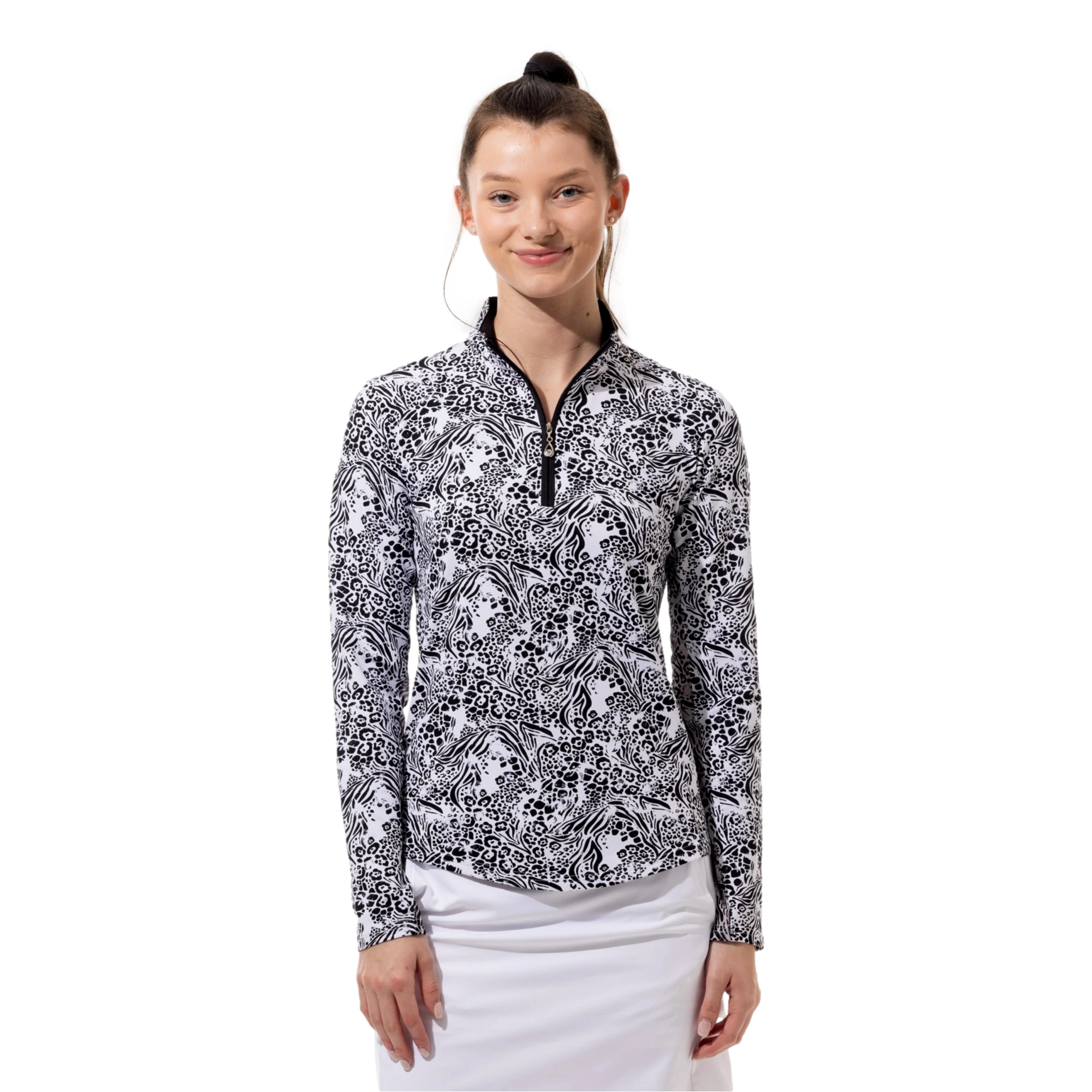 Women's Kingdom Soltek Lux Print Mock-Neck Quarter Zip
