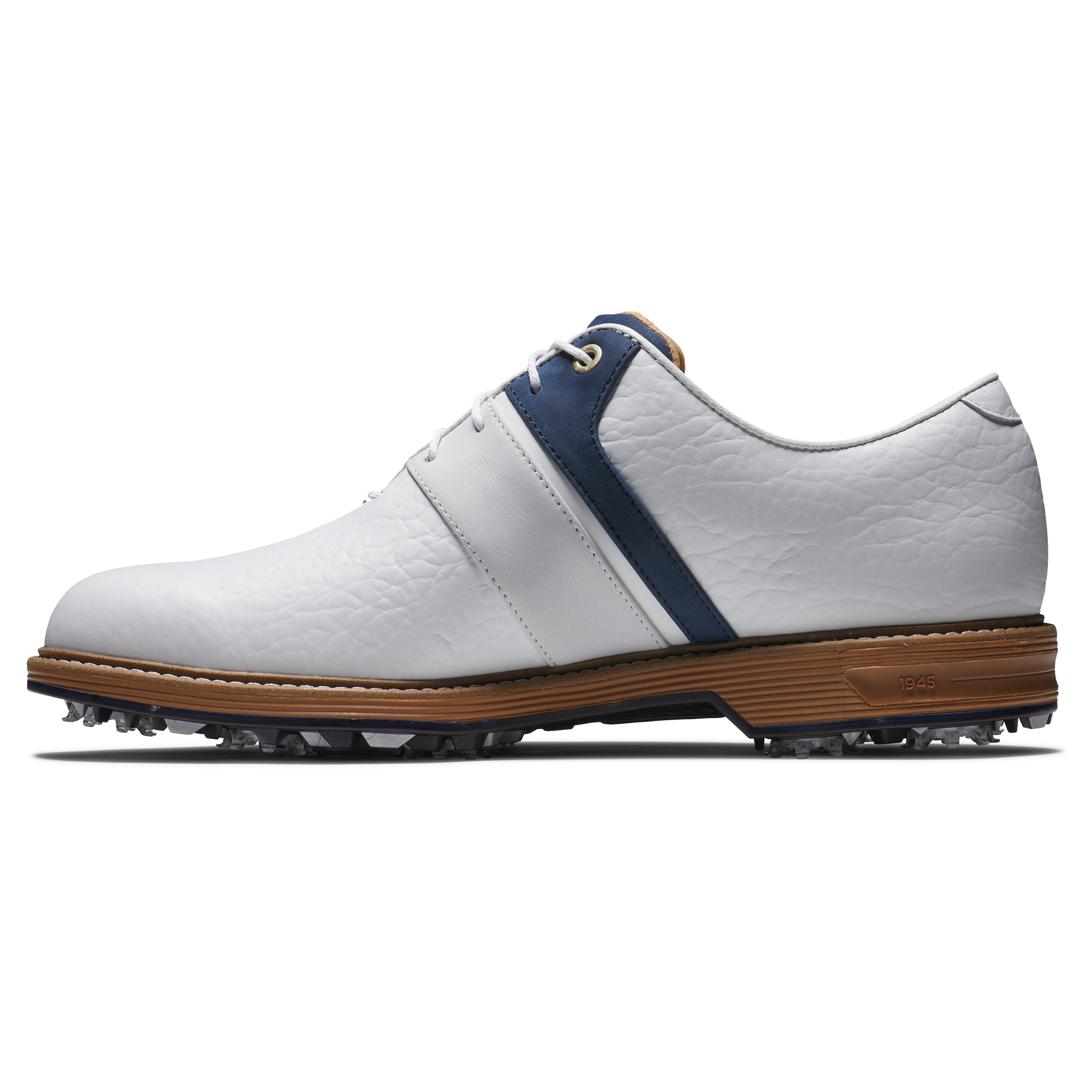 Packard Golf Shoe, White/White/Navy, 9.5 M - FootJoy Spiked