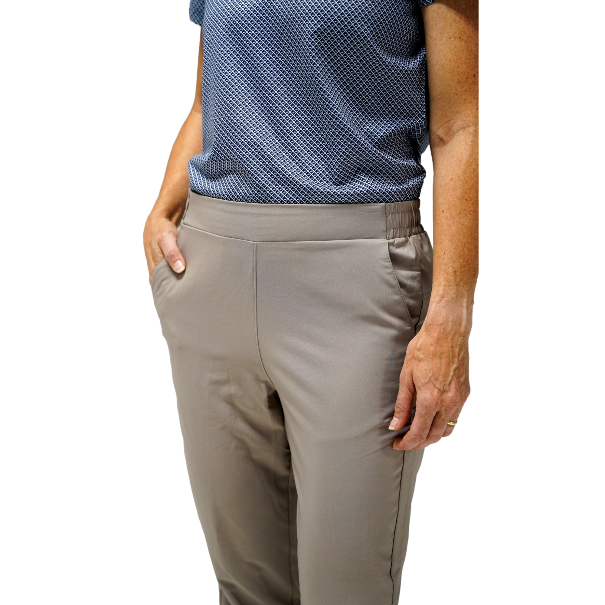 Elastic Waist Cuff Solid 26.5" Women's Golf Pants