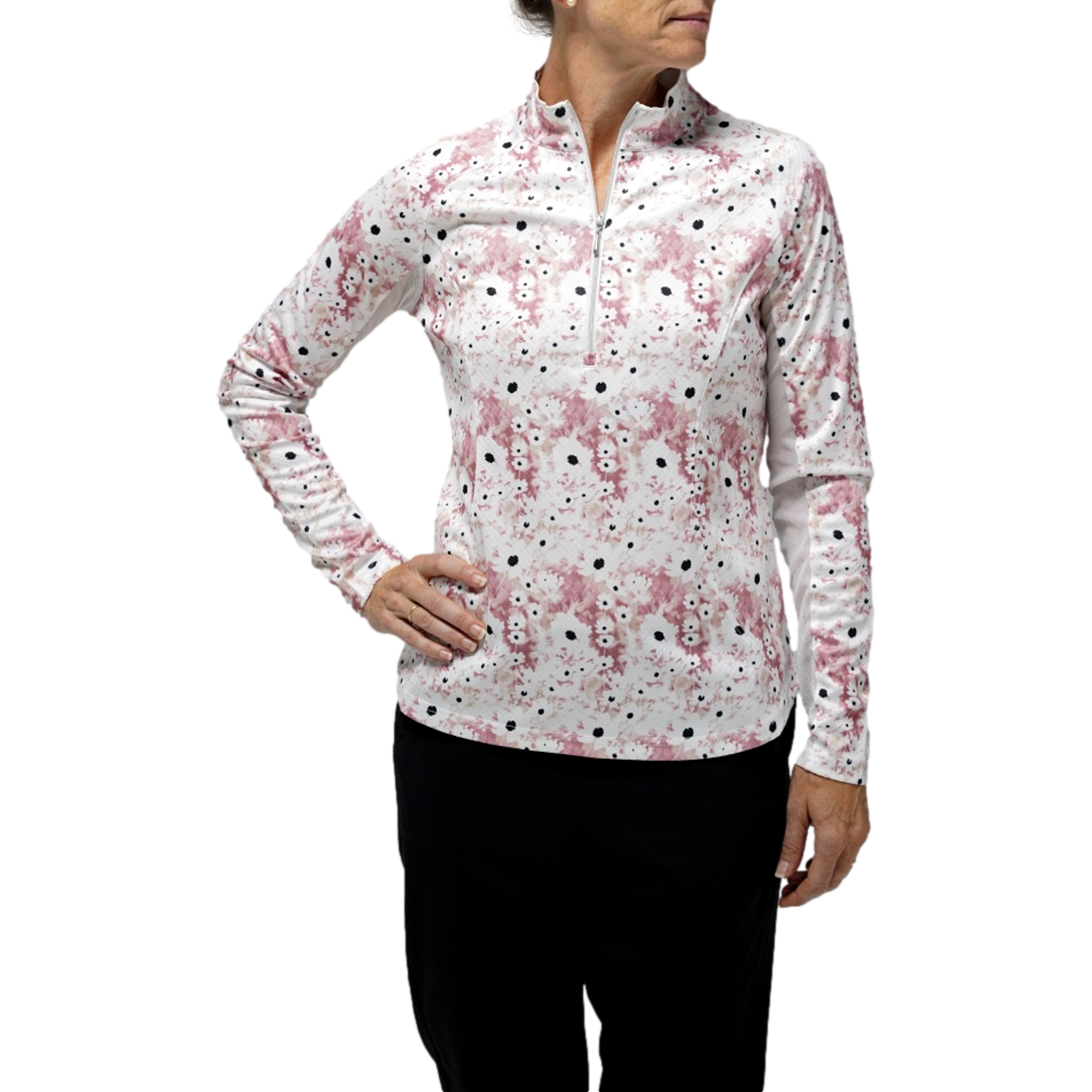 Deset Floral Pattern Women's Golf Quarter Zip
