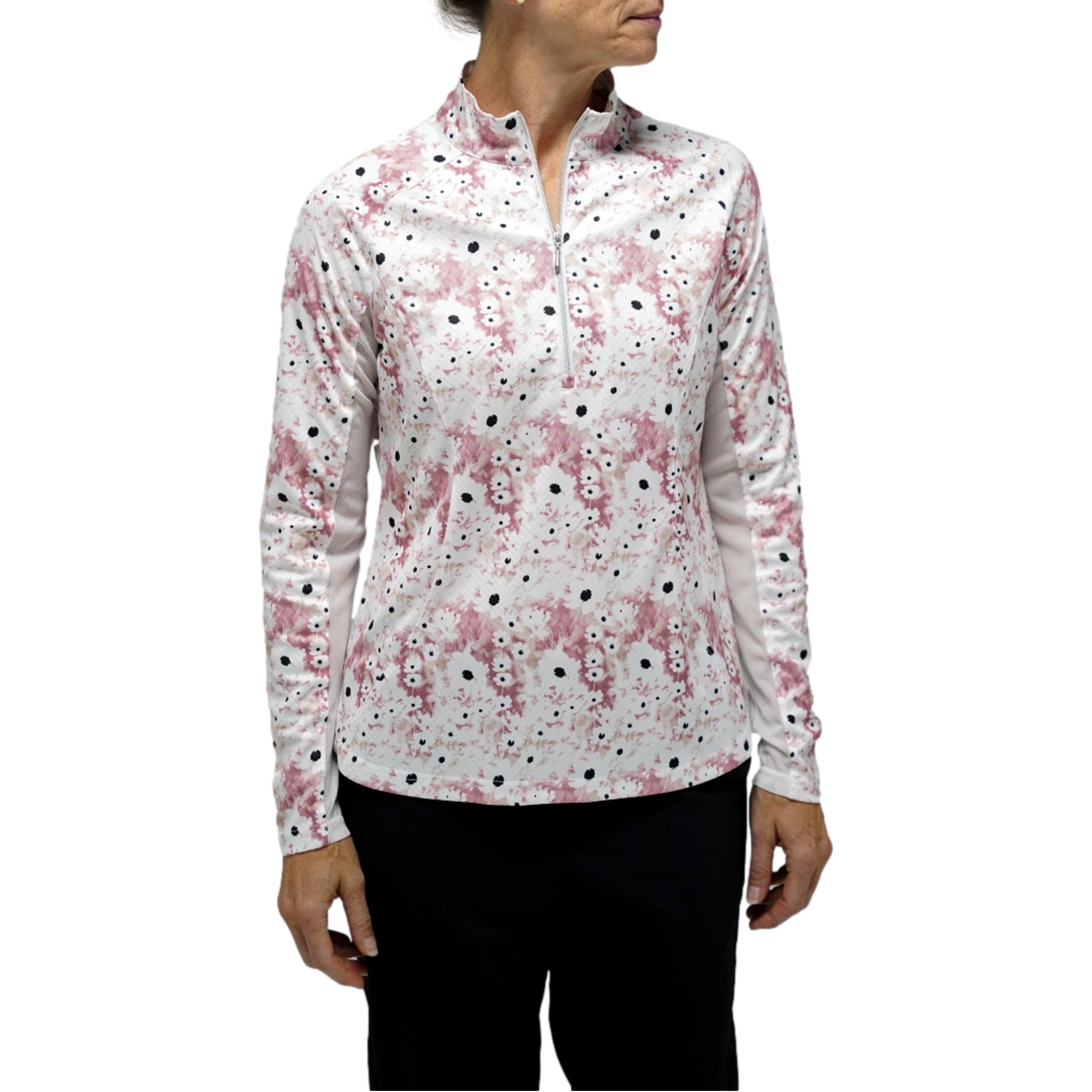 Deset Floral Pattern Women's Golf Quarter Zip