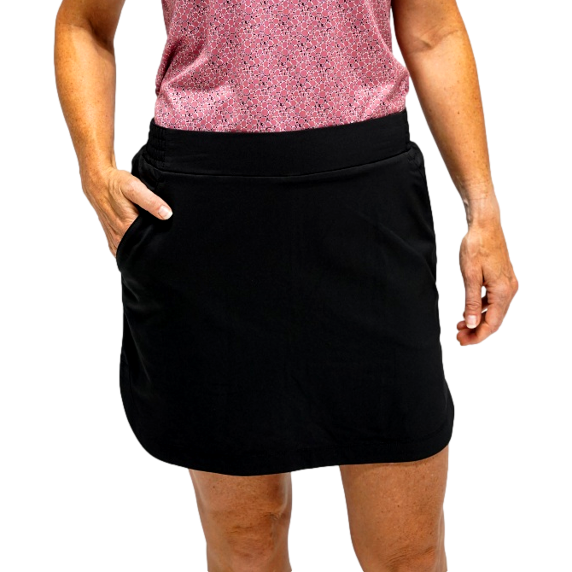 Elastic Waist Solid 16.5" Skort