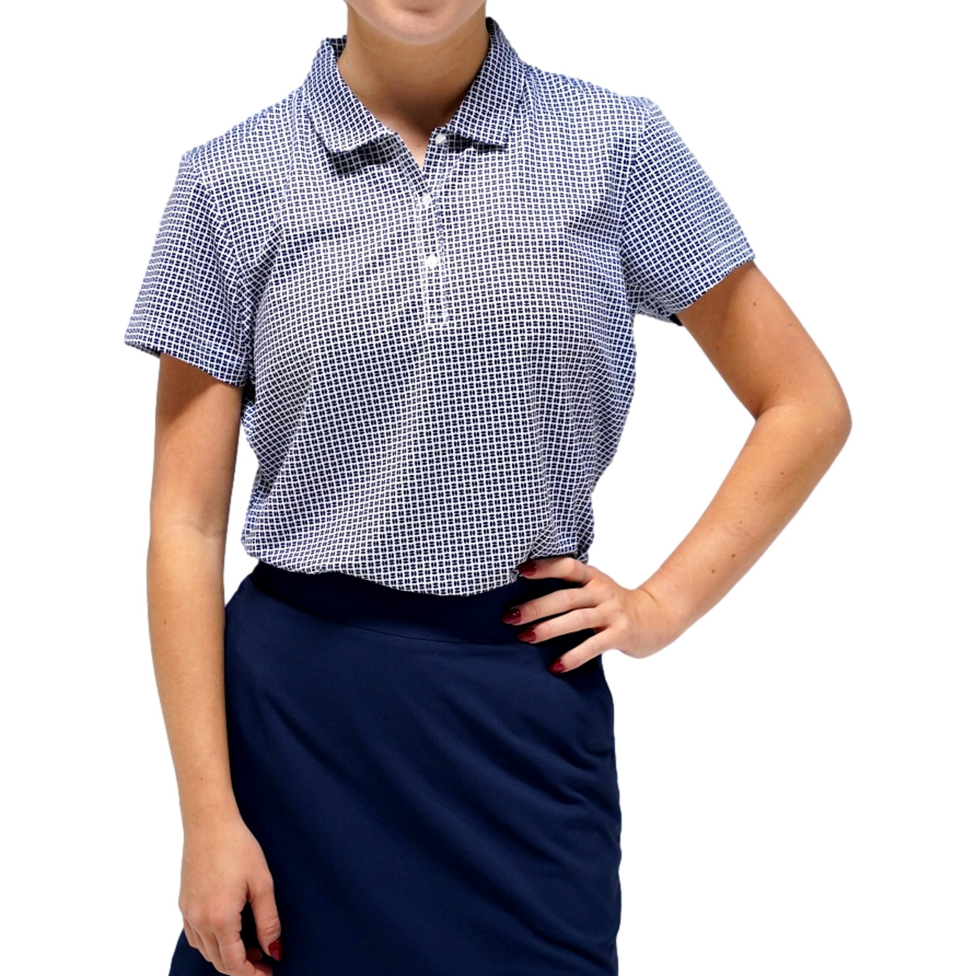 Small Geo Print Polo Women's Short Sleeve Golf Polo Shirt