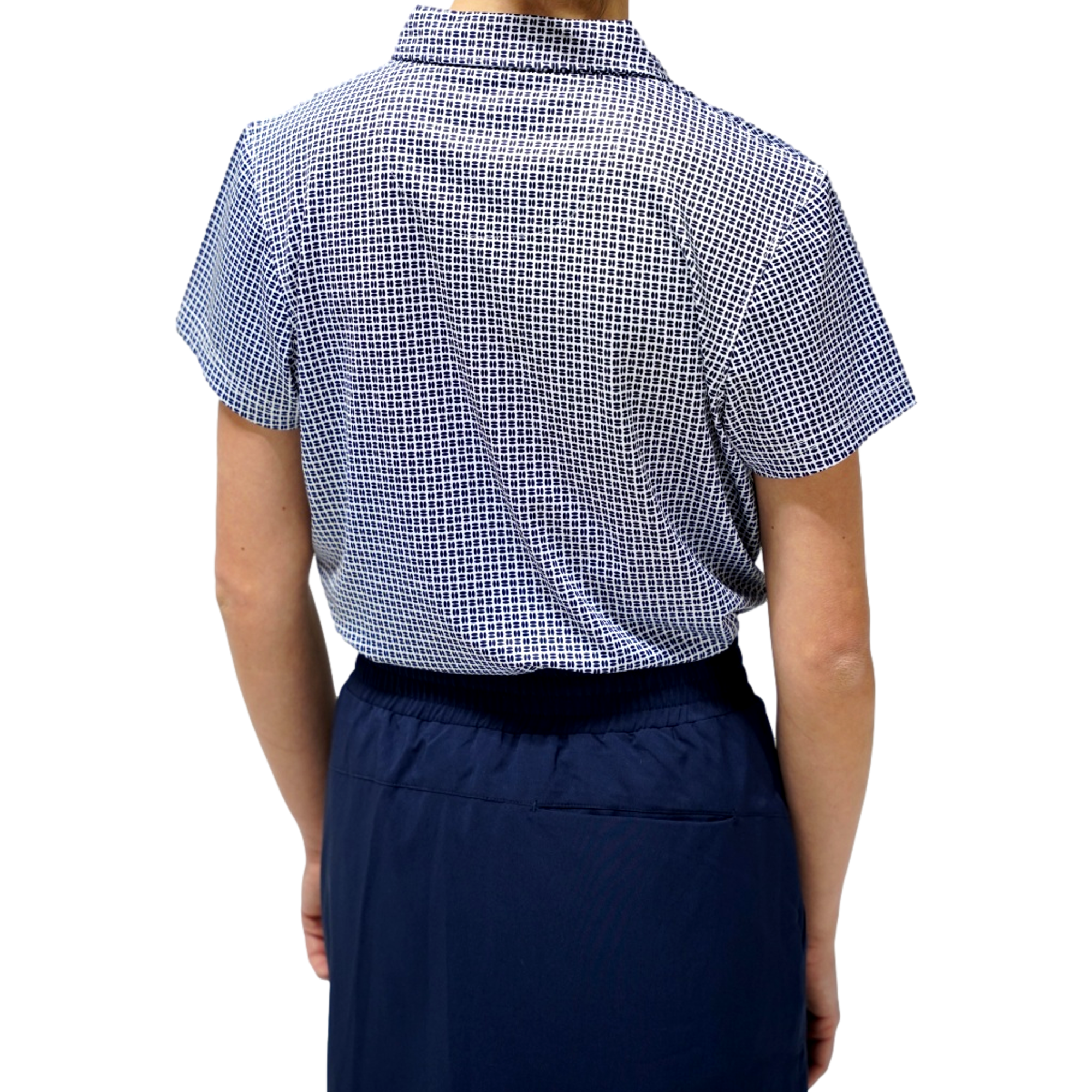 Small Geo Print Polo Women's Short Sleeve Golf Polo Shirt