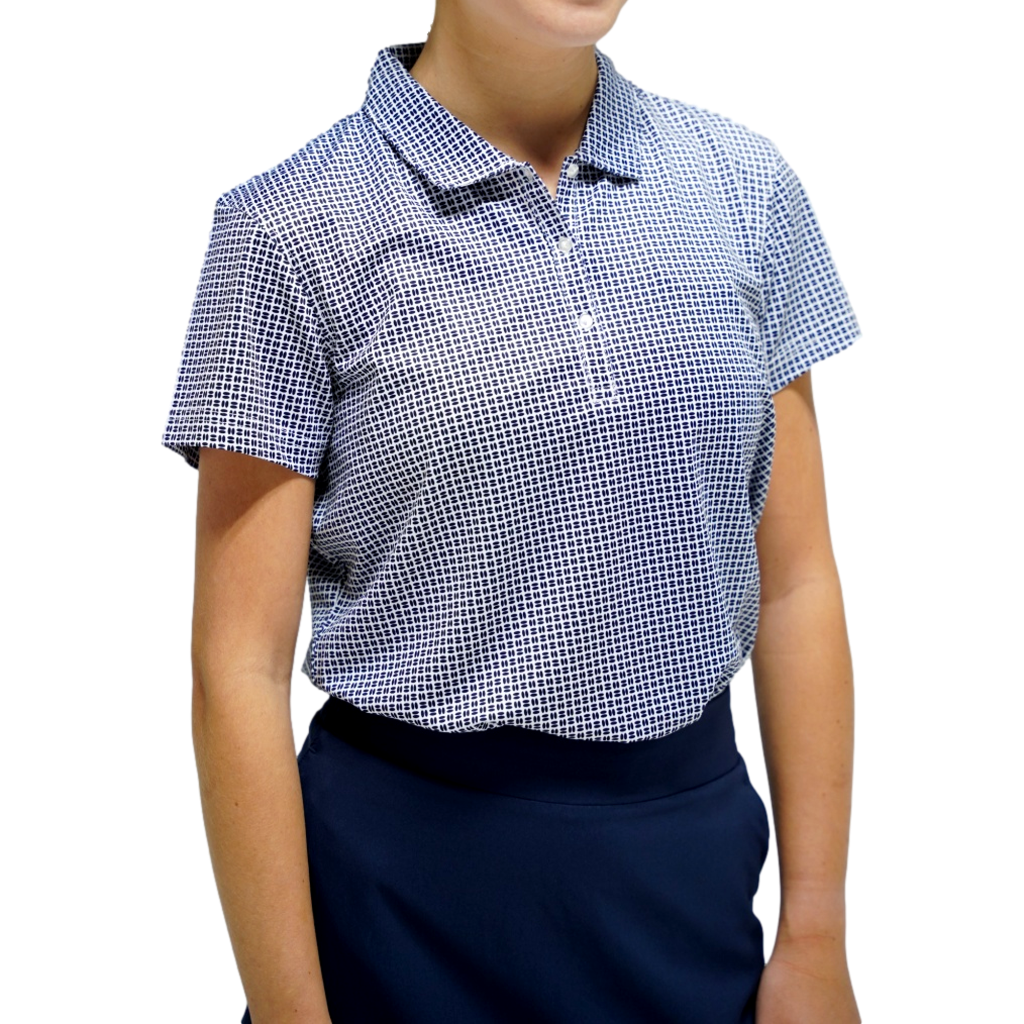 Small Geo Print Polo Women's Short Sleeve Golf Polo Shirt