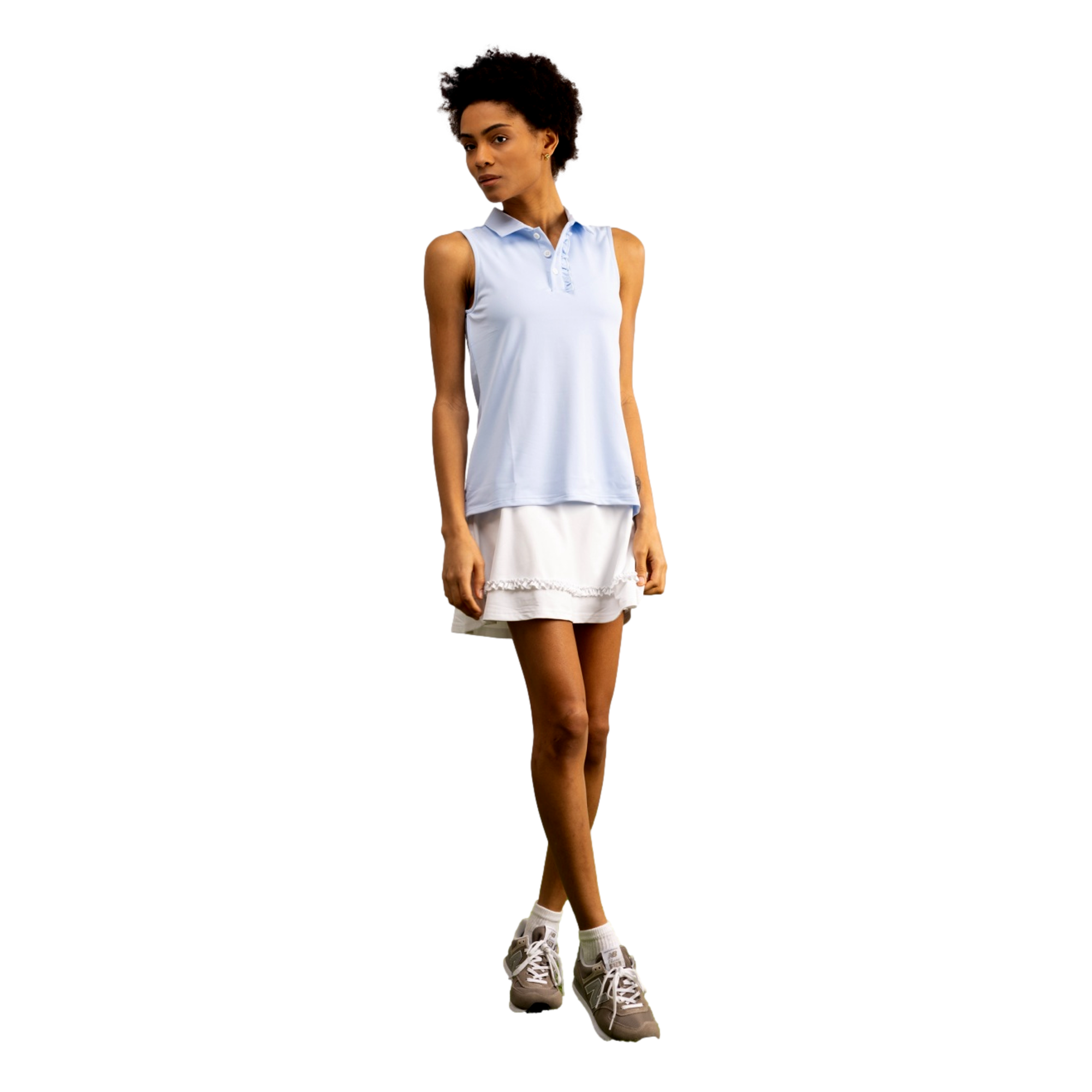 Alice Ruffle Lake Sleeveless Polo Top