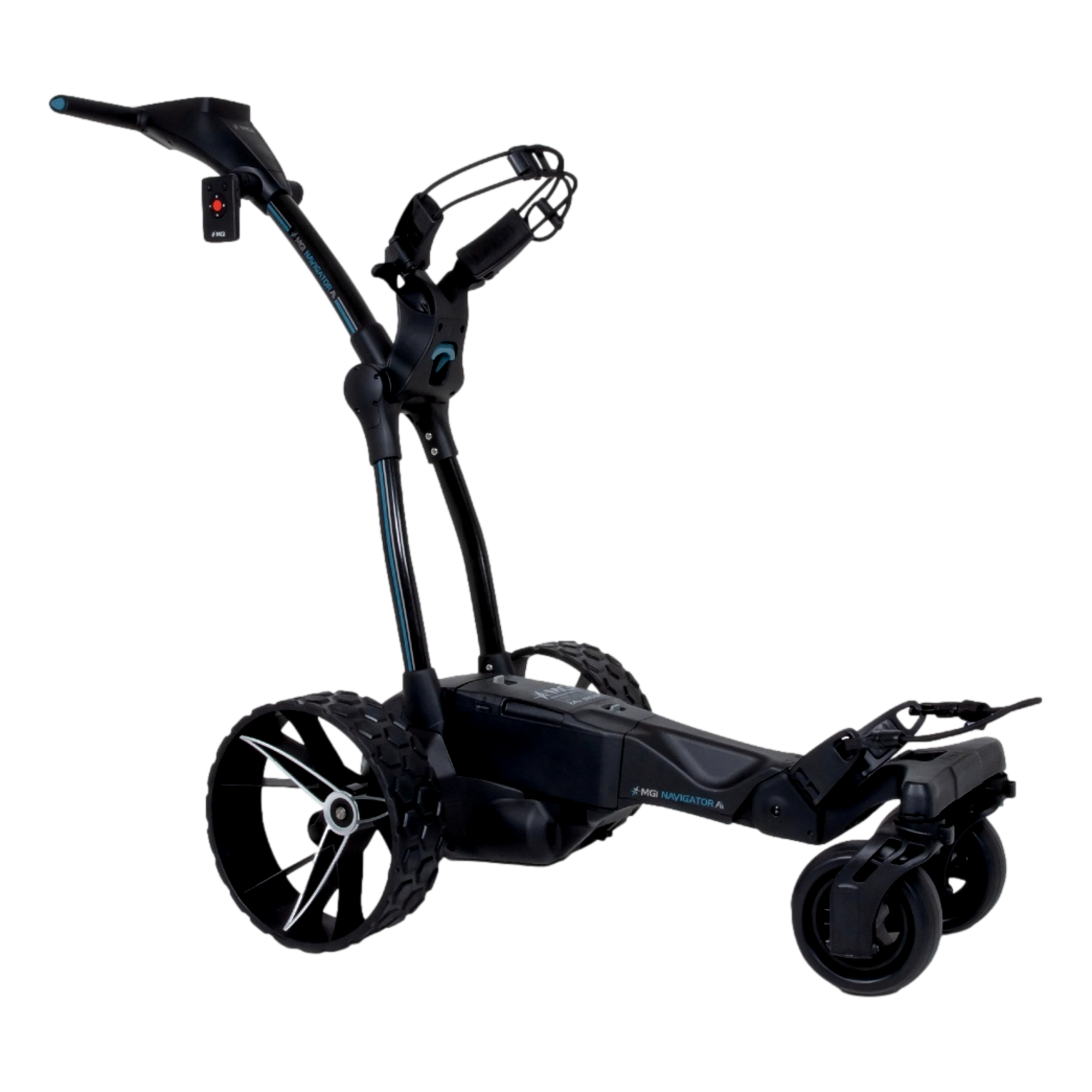 MGI – Navigator Ai GPS+ Electric Golf Remote Control Push Cart – Plays 36 Holes with 4″ Full-Color Touchscreen Display – Black