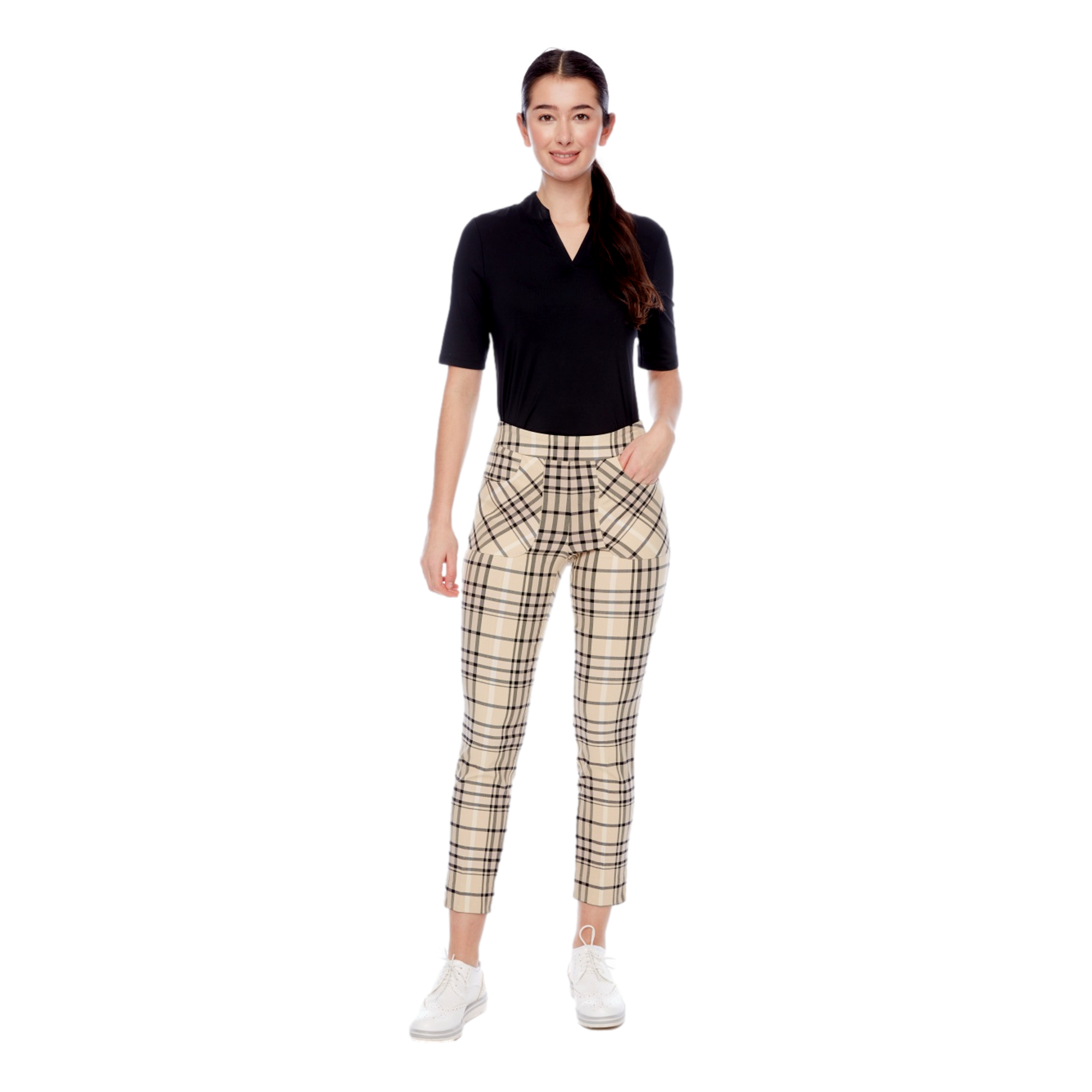 Women's Plaid Printed Techno 28" Pant