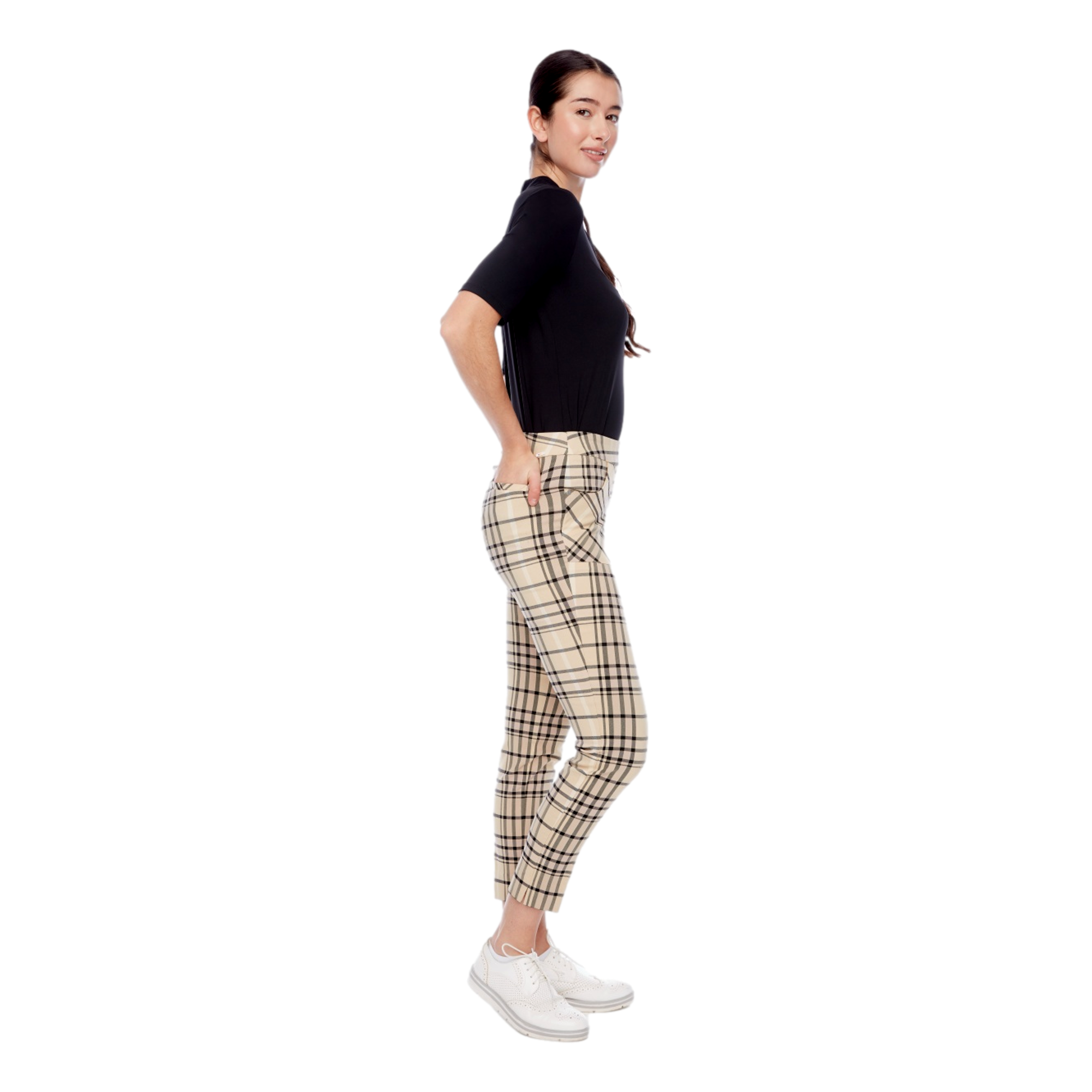 Plaid Printed Techno 28" Women's Golf Pants