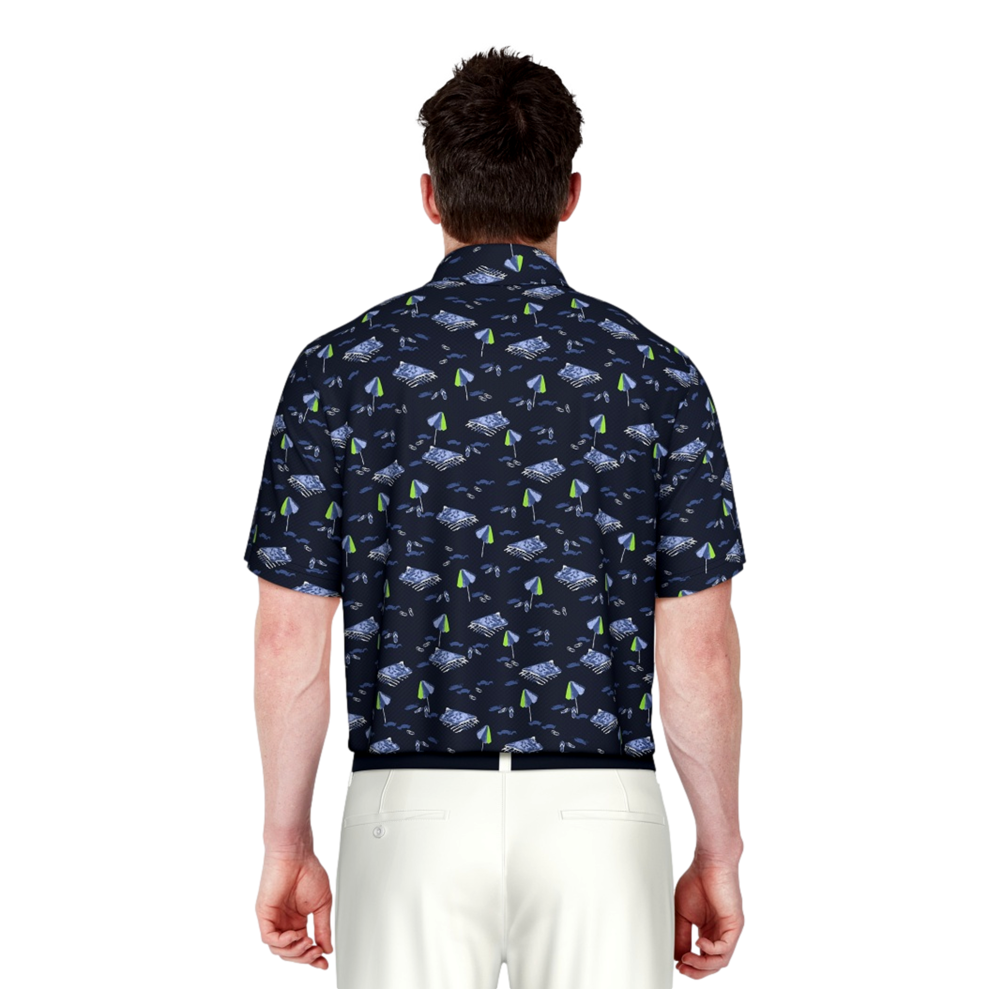 Beach Print Performance Men's Short Sleeve Golf Polo Shirt