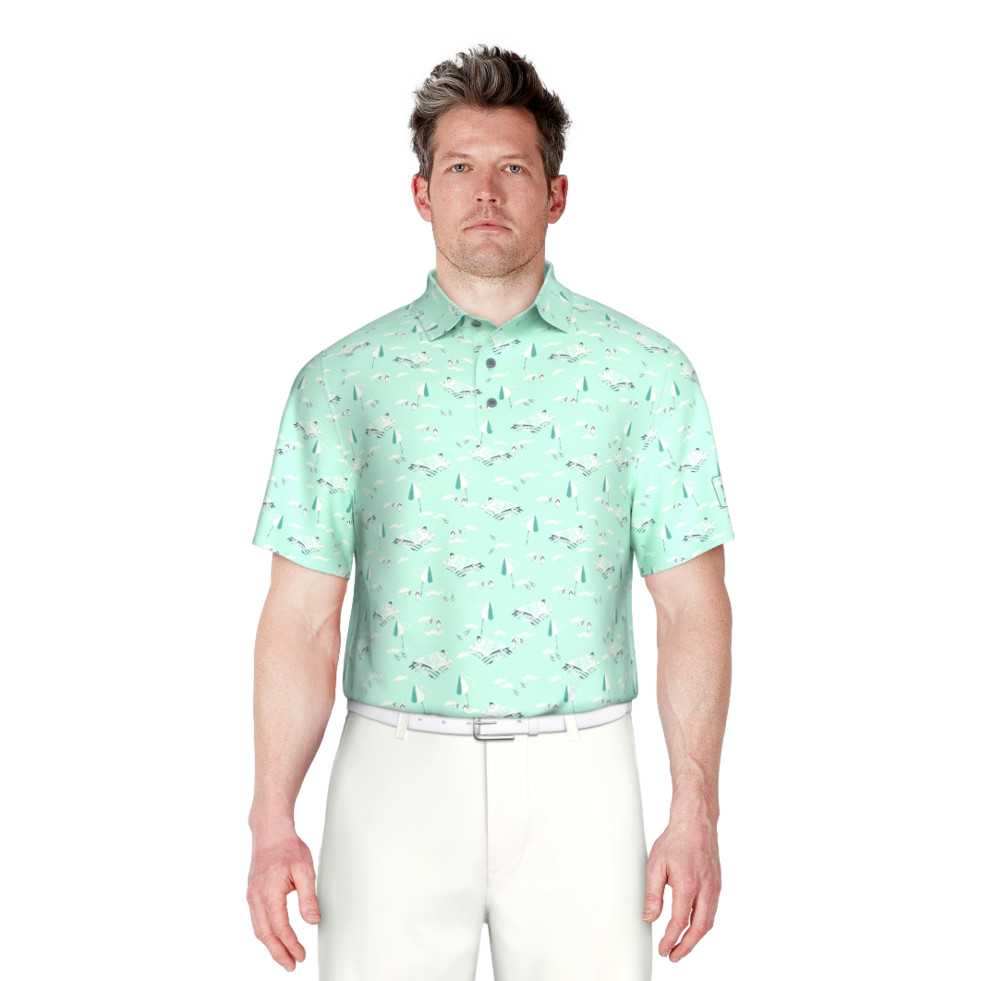 Beach Print Performance Golf Polo