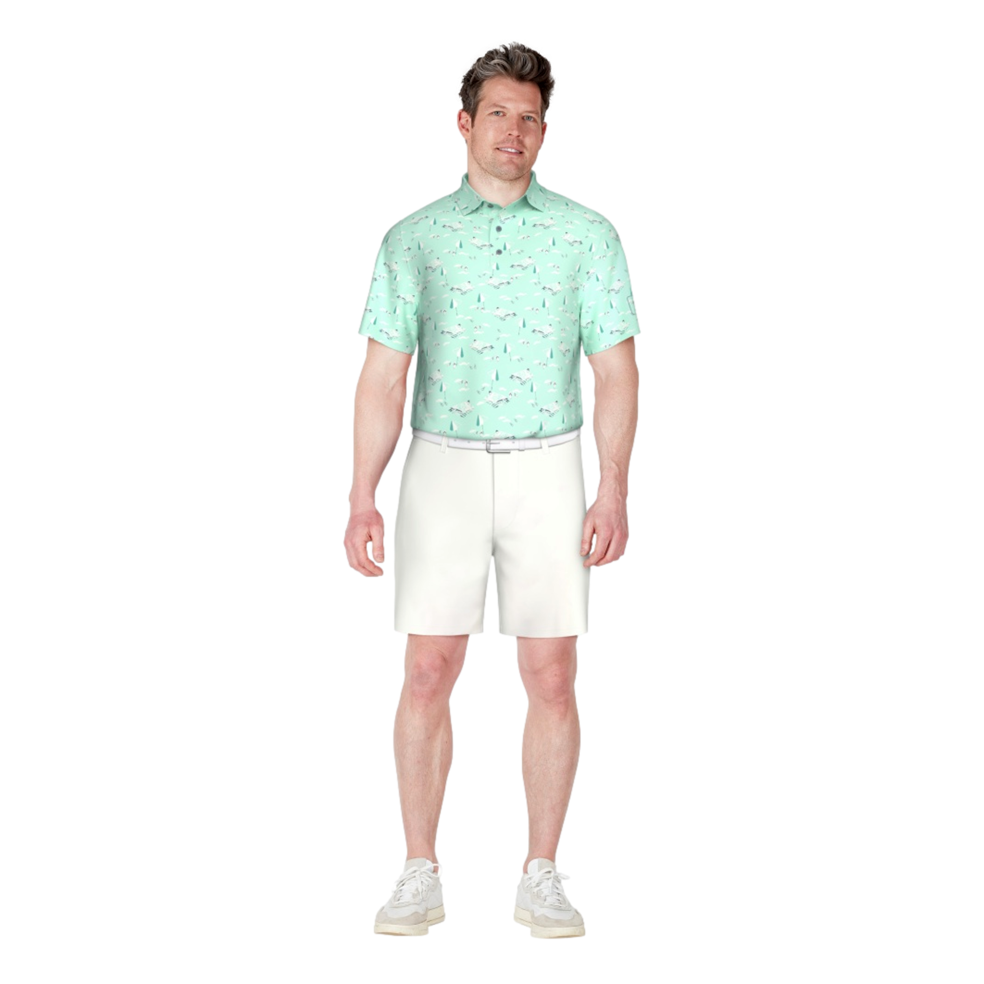 Beach Print Performance Golf Polo