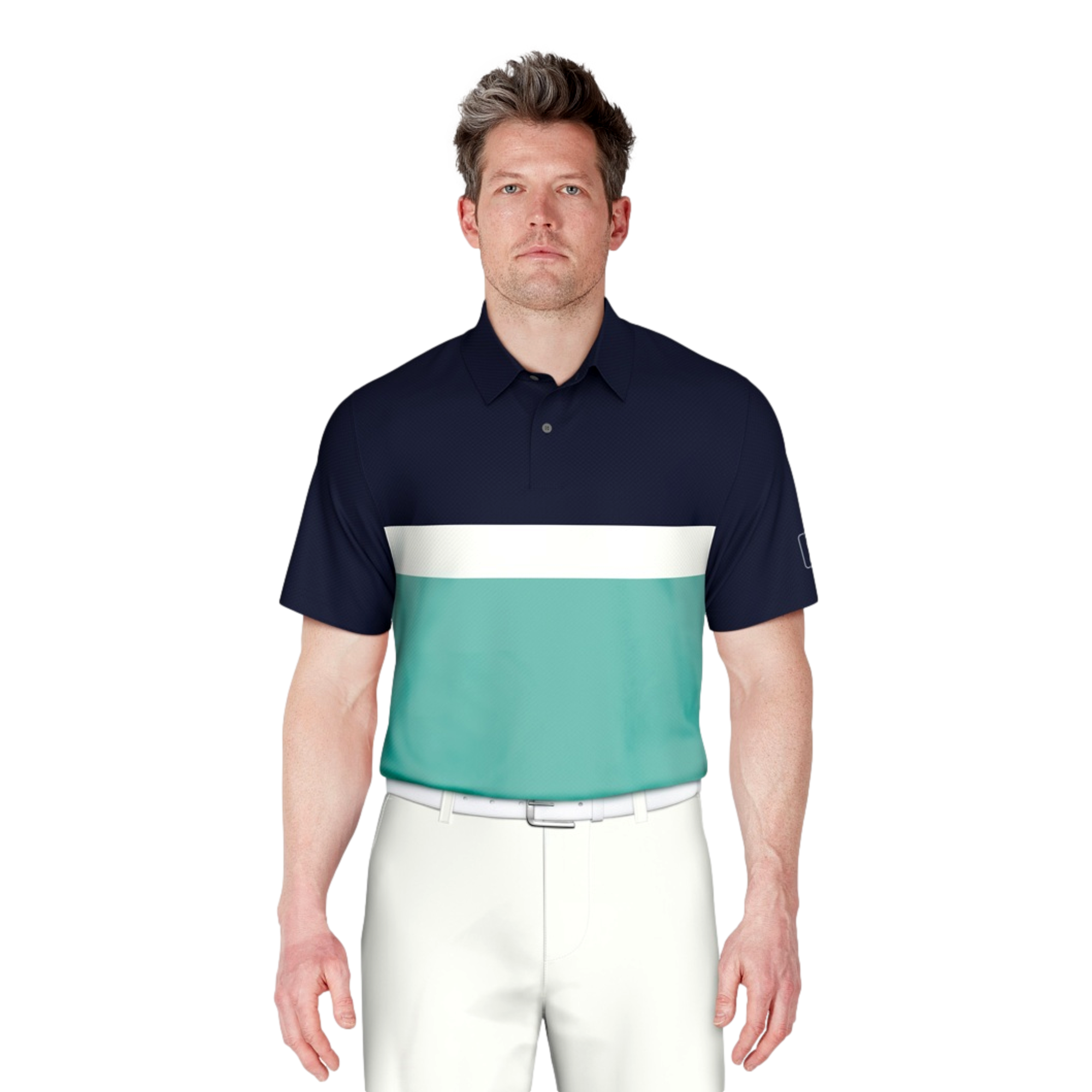 Textured Color Block Men's Short Sleeve Golf Polo Shirt