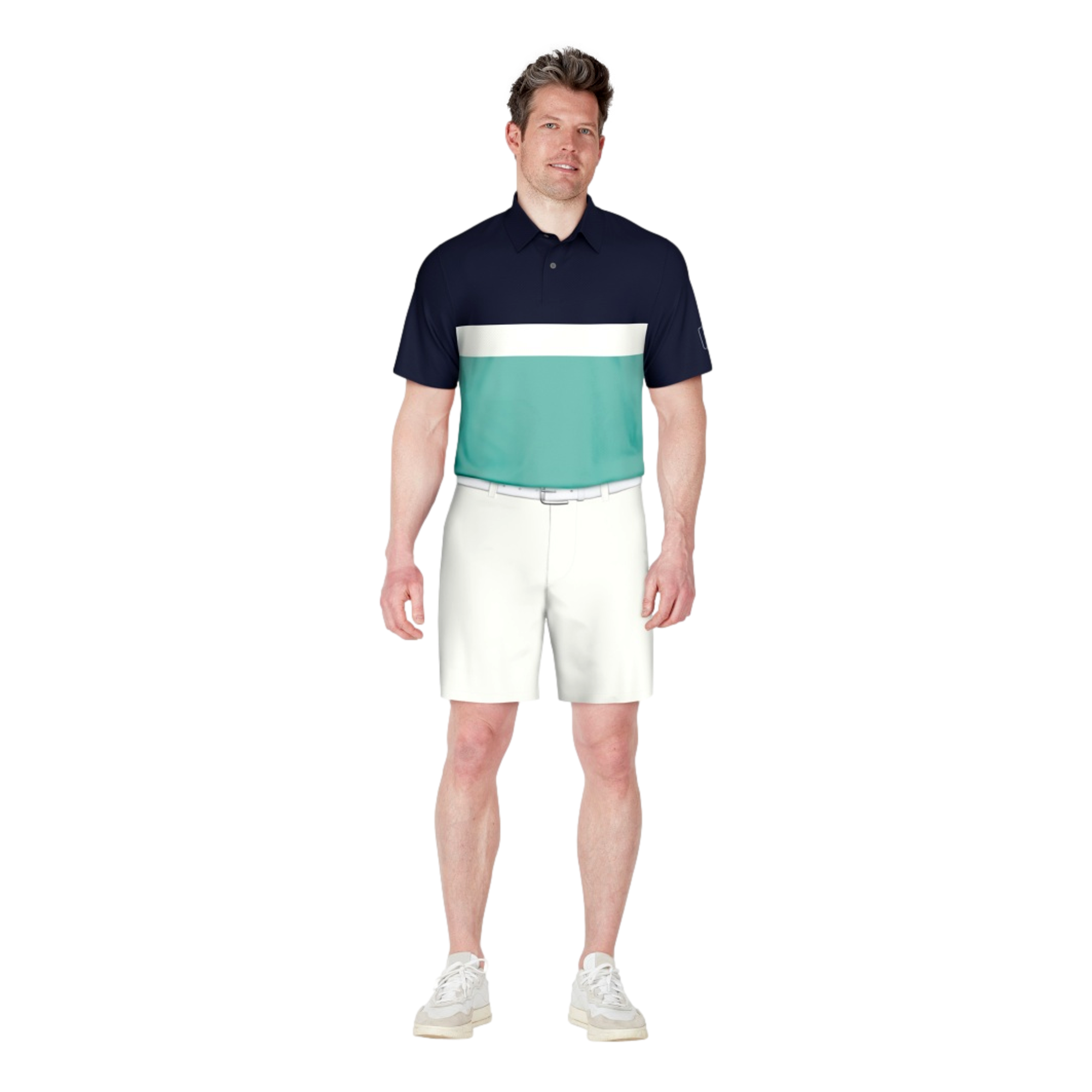 Textured Color Block Men's Short Sleeve Golf Polo Shirt