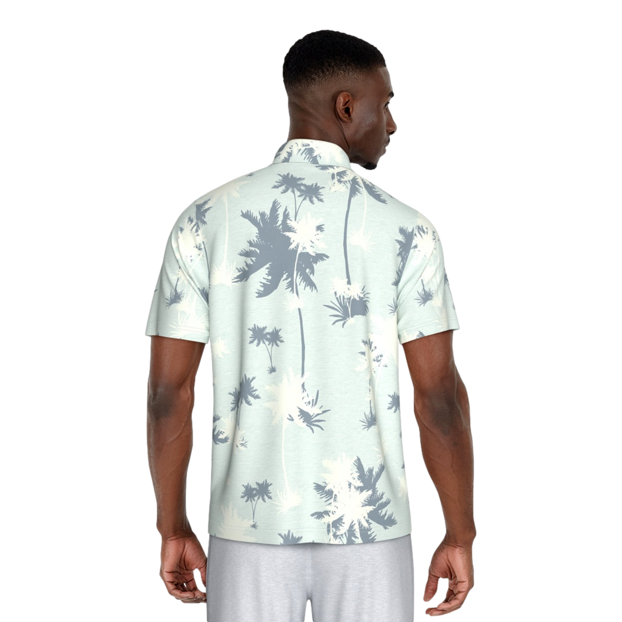 Oversized Palm Print Short Sleeve Golf Polo Shirt
