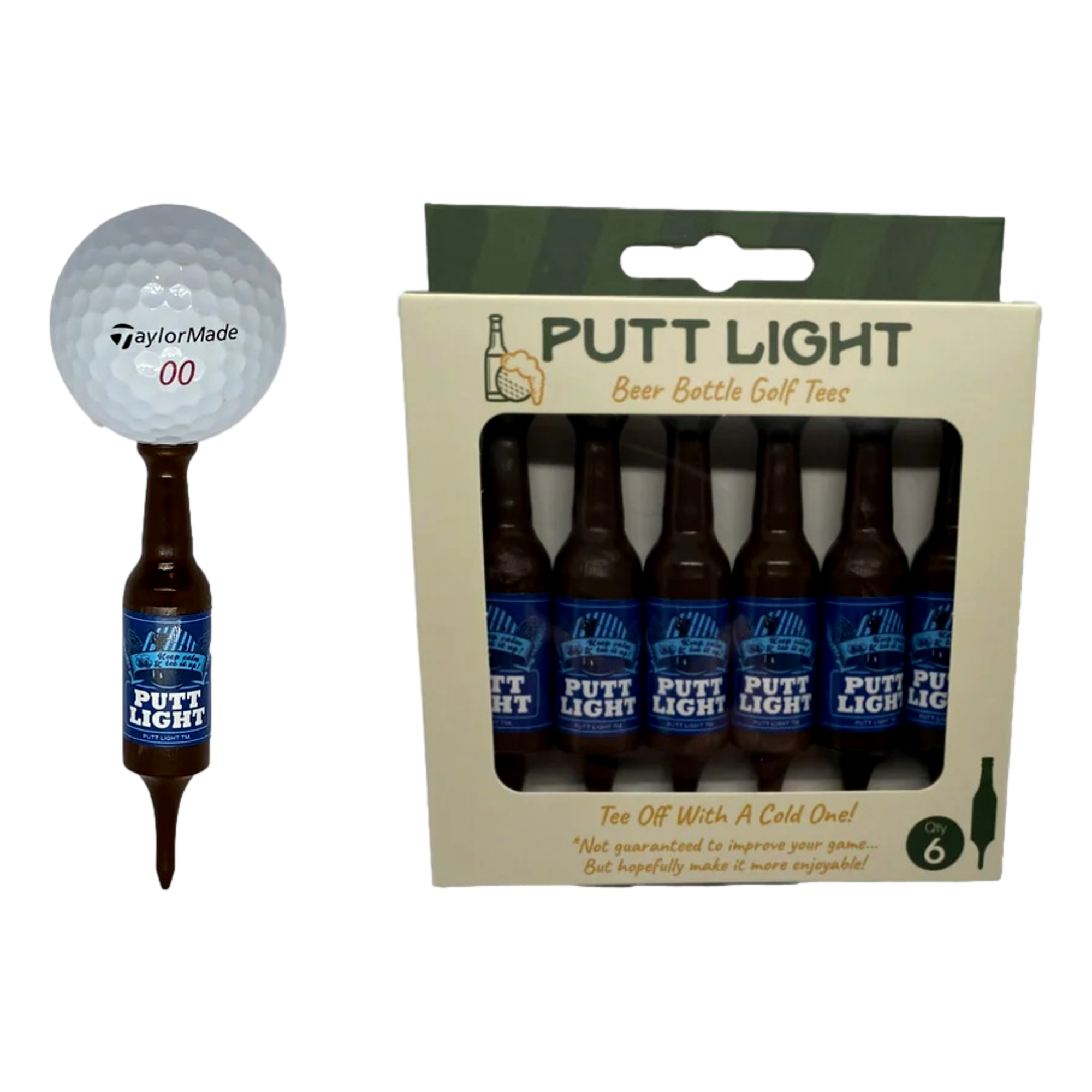 Putt Light Beer Bottle Golf Tees 2-1/4" 6-Pack