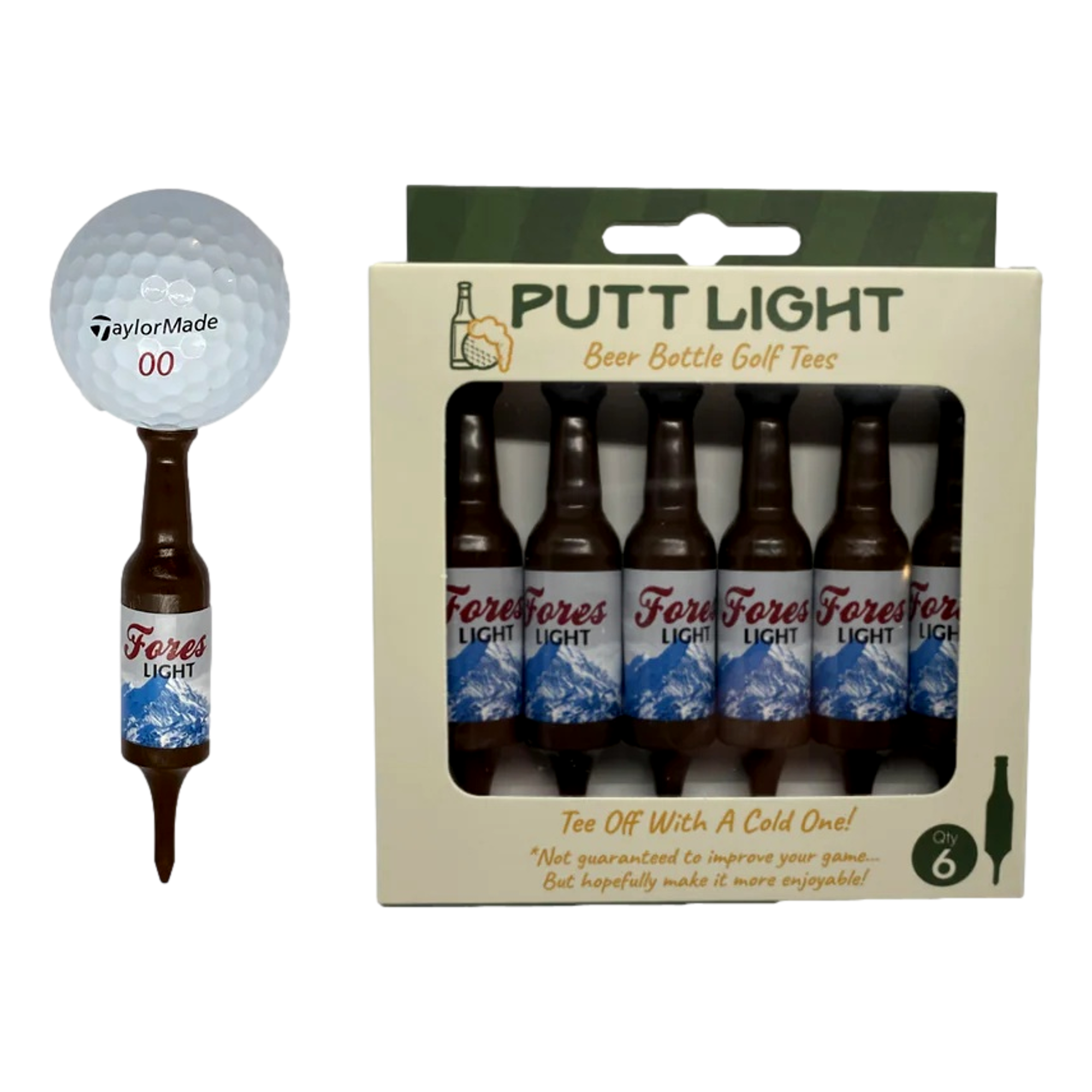 Fores Light Beer Bottle Golf Tees 2-1/4" 6-Pack