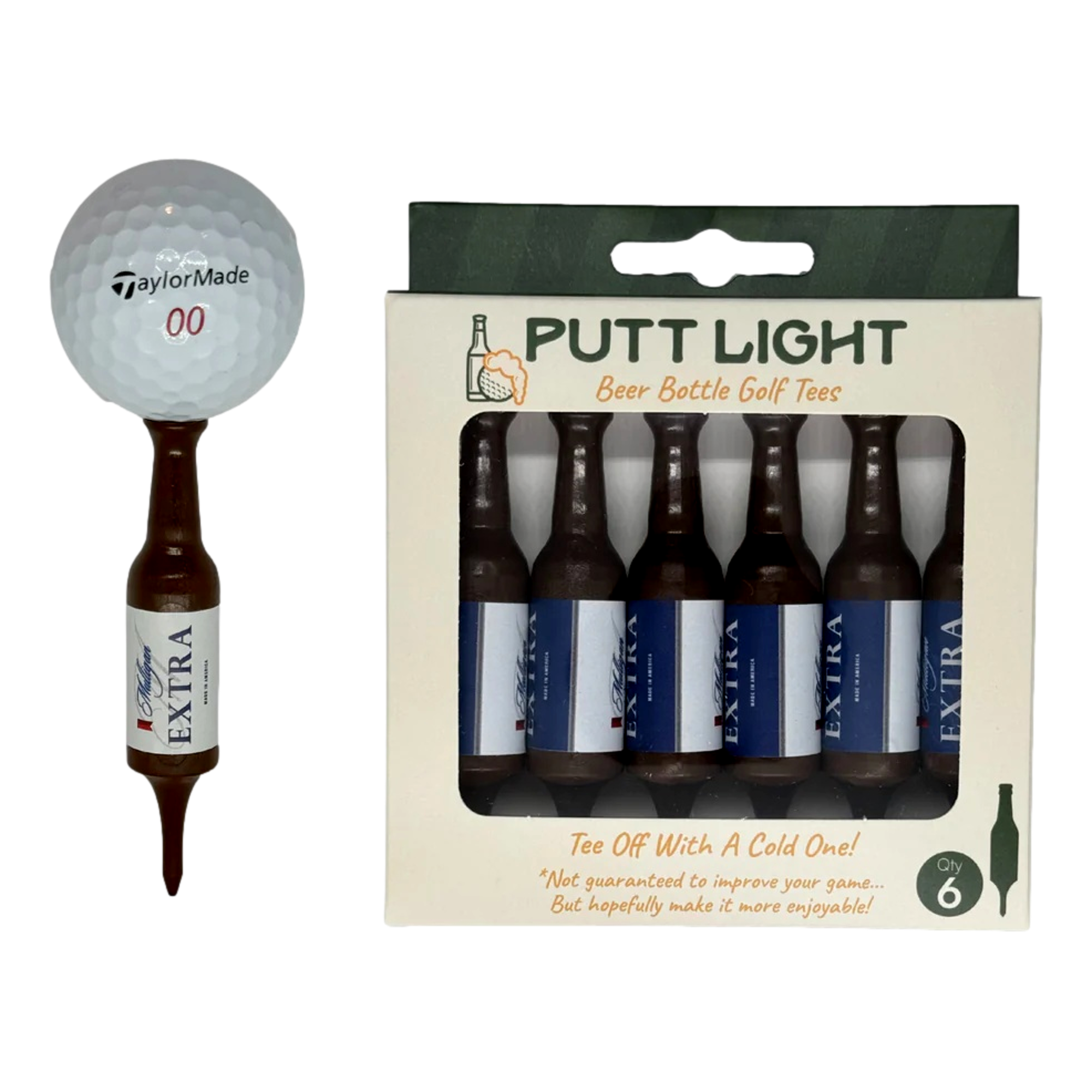 Mulligan Extra Beer Bottle 2-1/4" Golf Tee 6-Pack