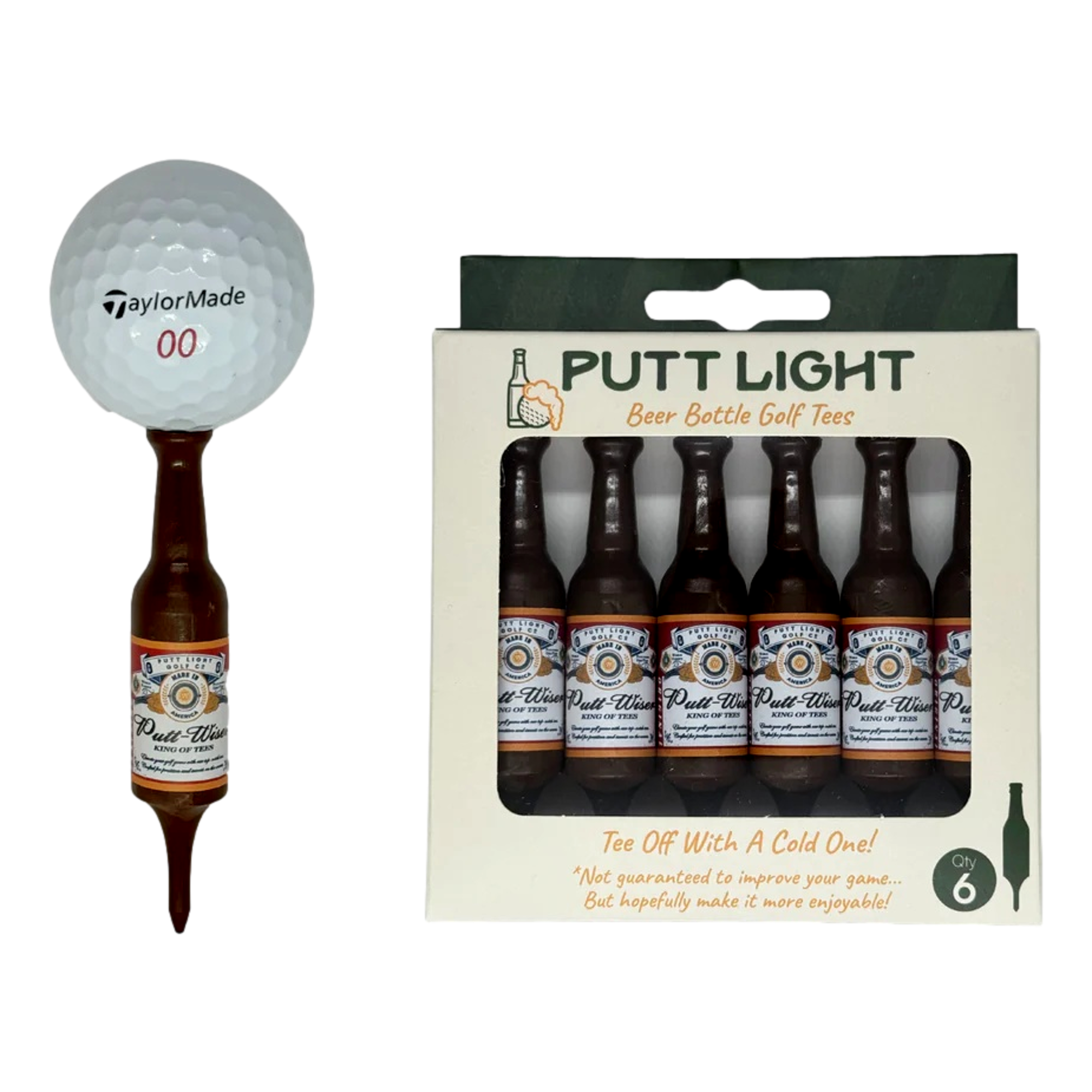 Puttwiser Beer Bottle Golf Tees 2-1/4" 6-Pack