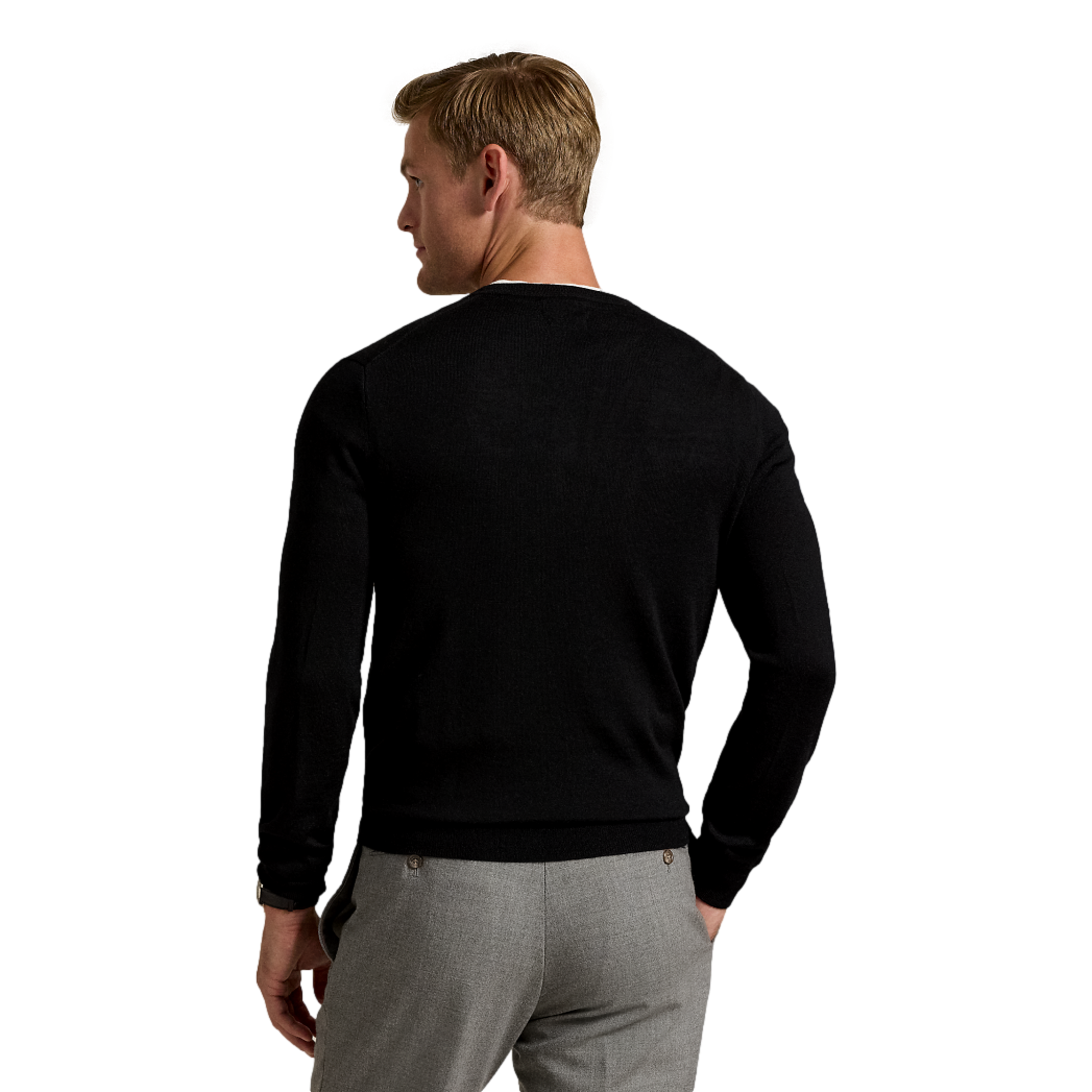 Long Sleeve Merino Wool Crewneck Men's Golf Sweater