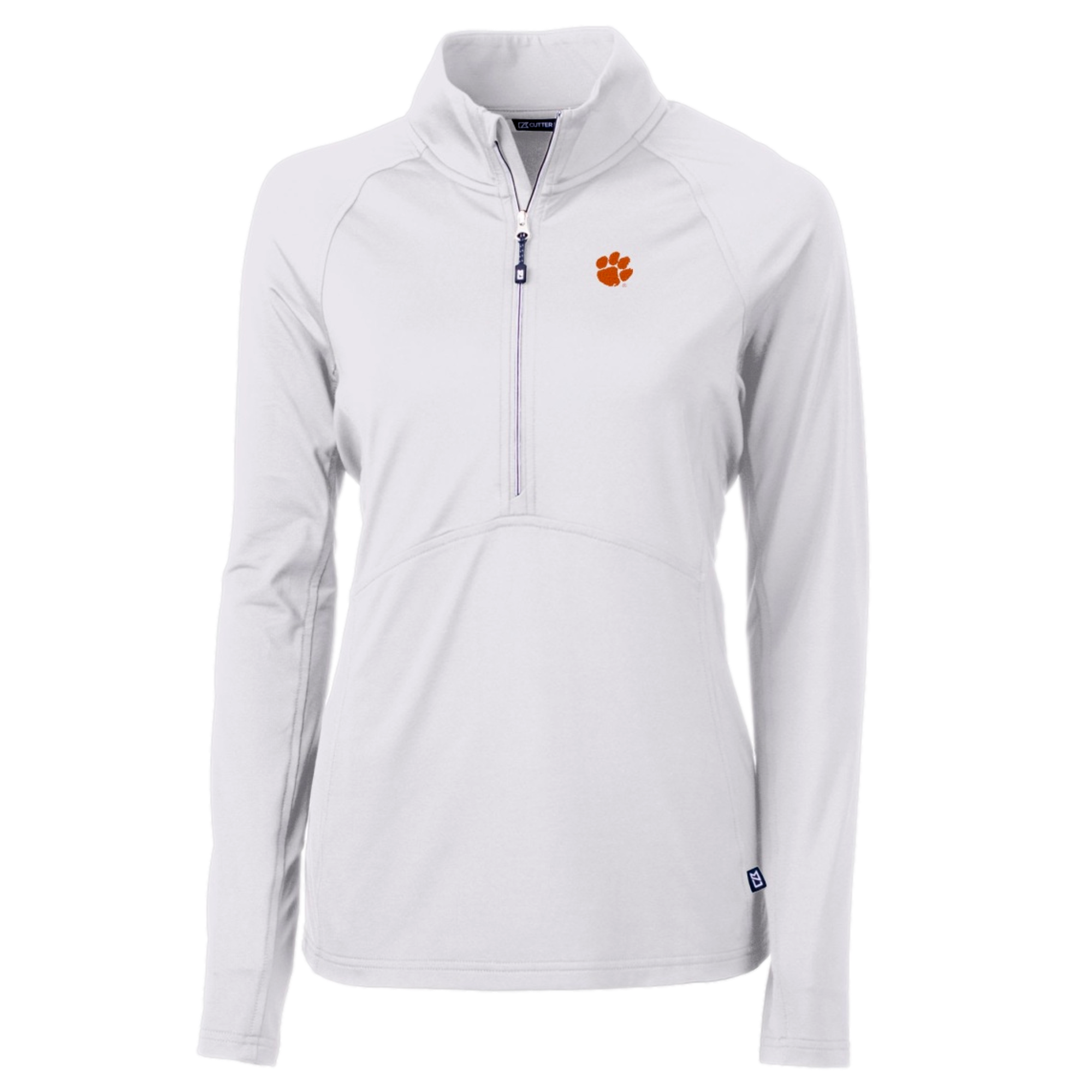 Cutter & Buck Adapt Eco Knit Clemson Tigers Women's Quarter Zip Pull Over, White