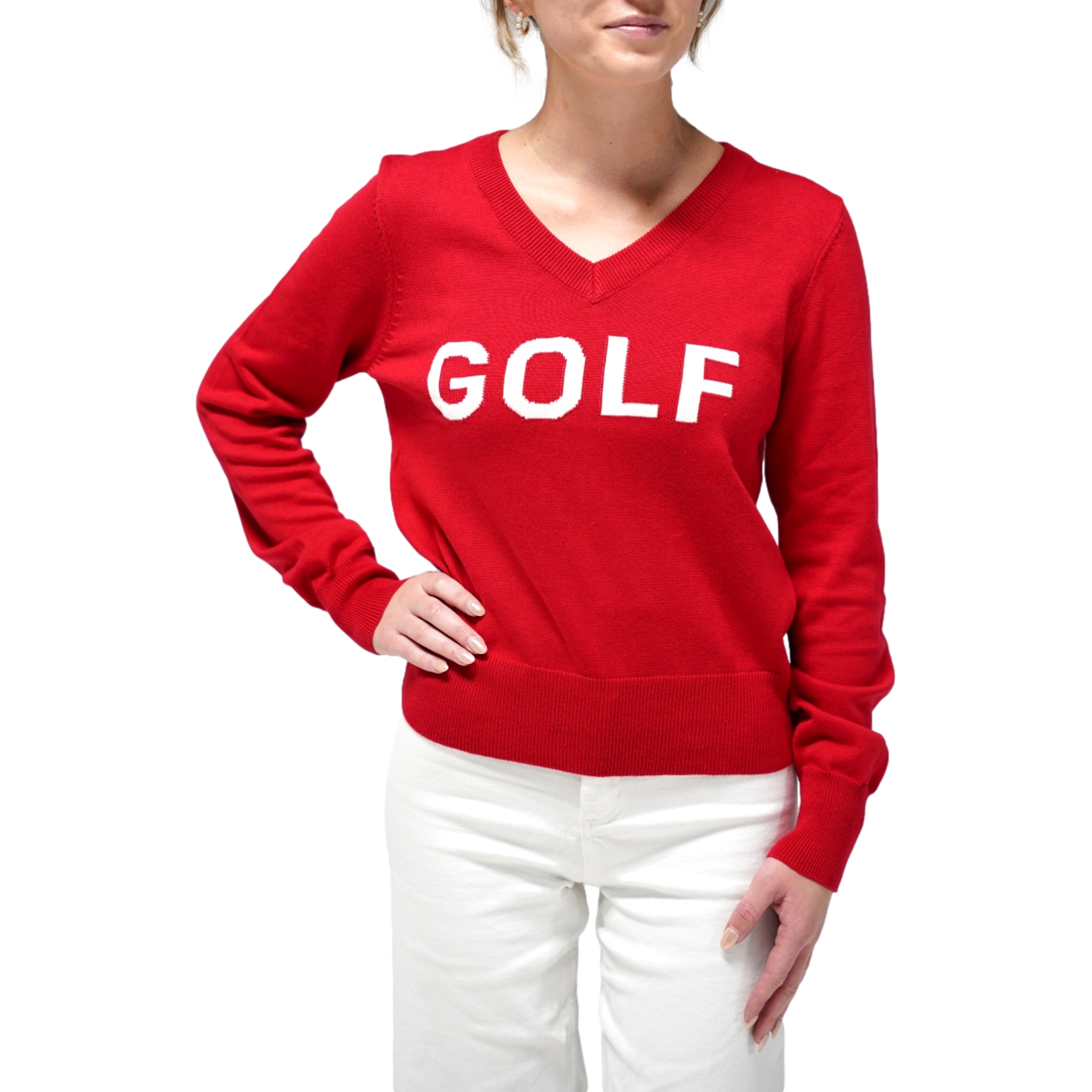 Women's GOLF V-Neck Long Sleeve Sweater