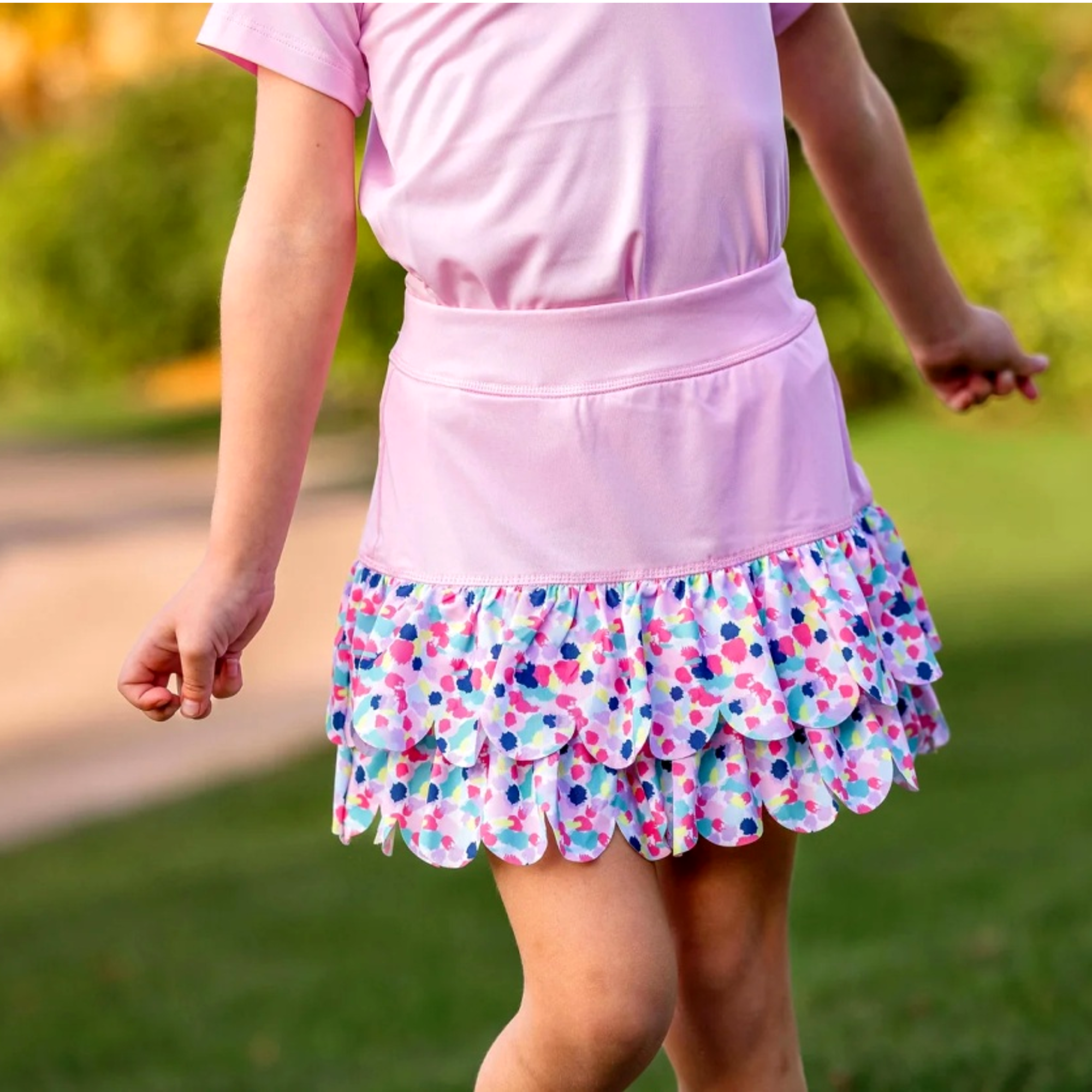 Girls Sophia Layered Hem Skort