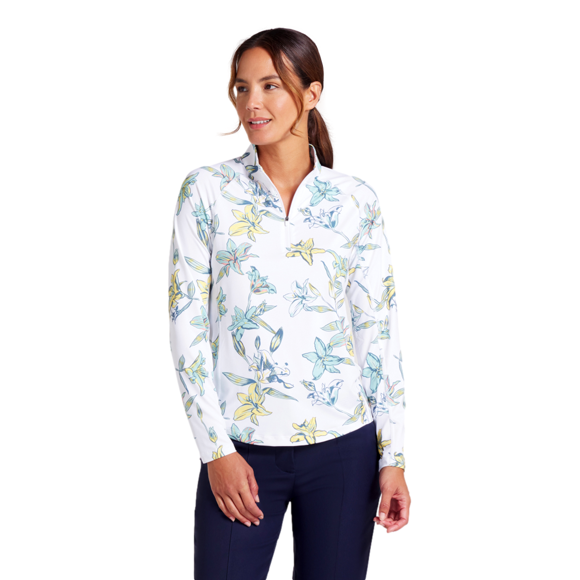 You-V Lily Floral Quarter Zip