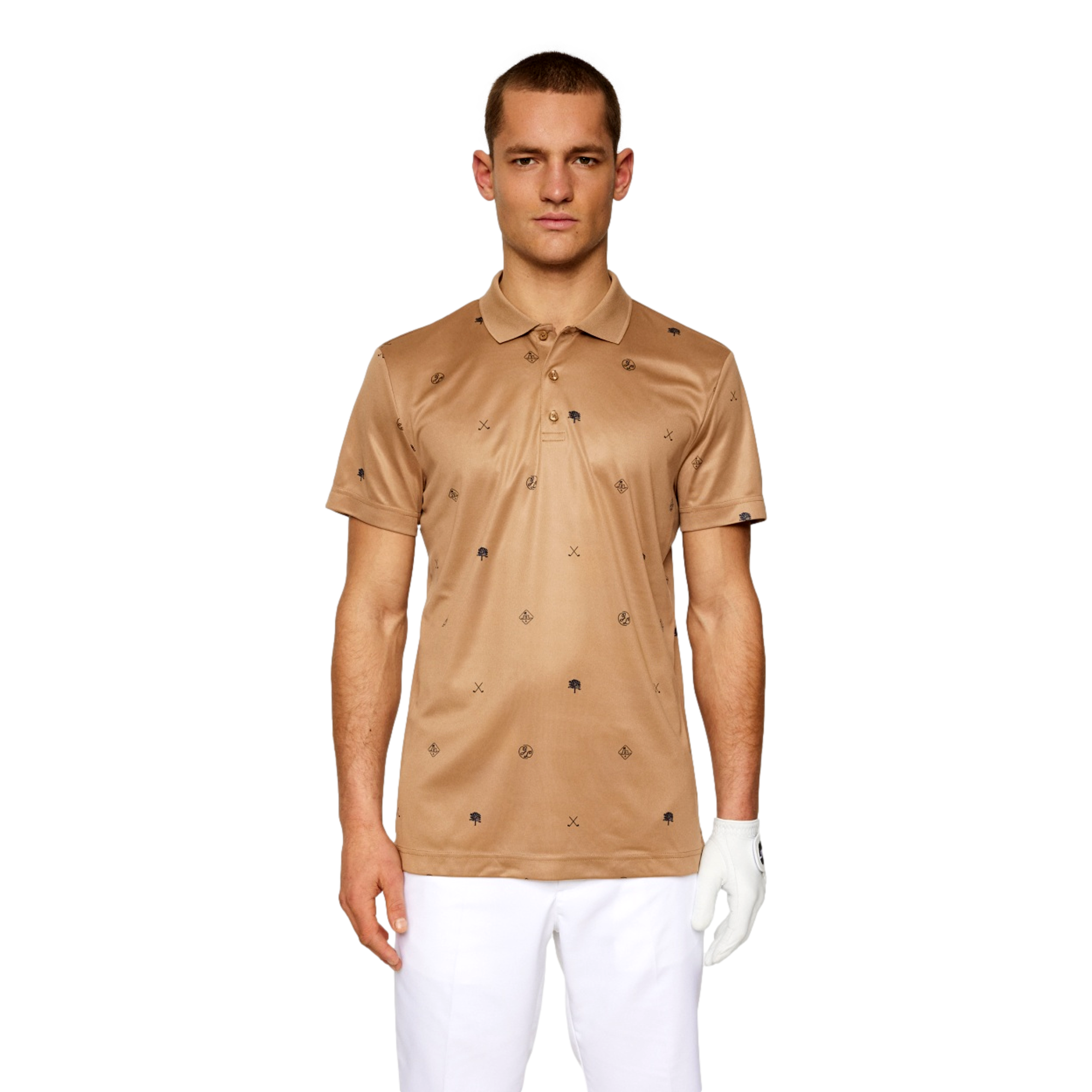 Club House Motif Men's Short Sleeve Golf Polo Shirt