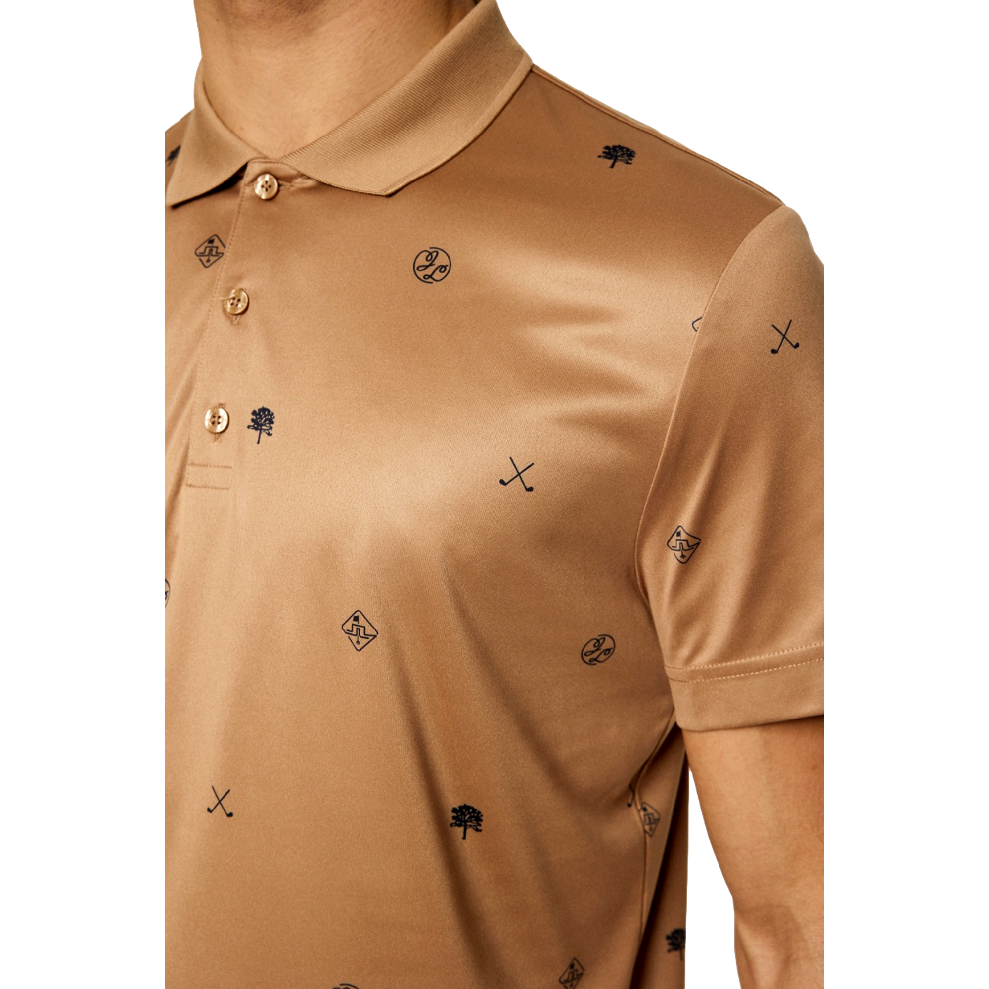 Club House Motif Men's Short Sleeve Golf Polo Shirt