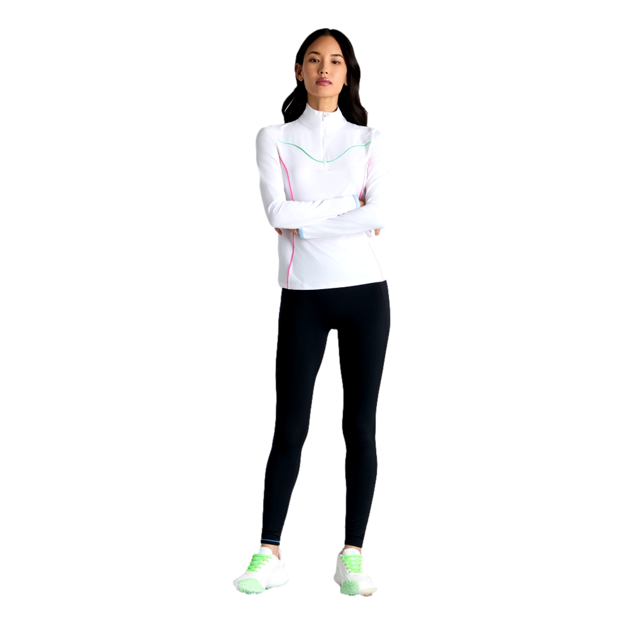 Stretch Nylon Interlock Tipped Quarter Zip Long Sleeve Golf Pullover