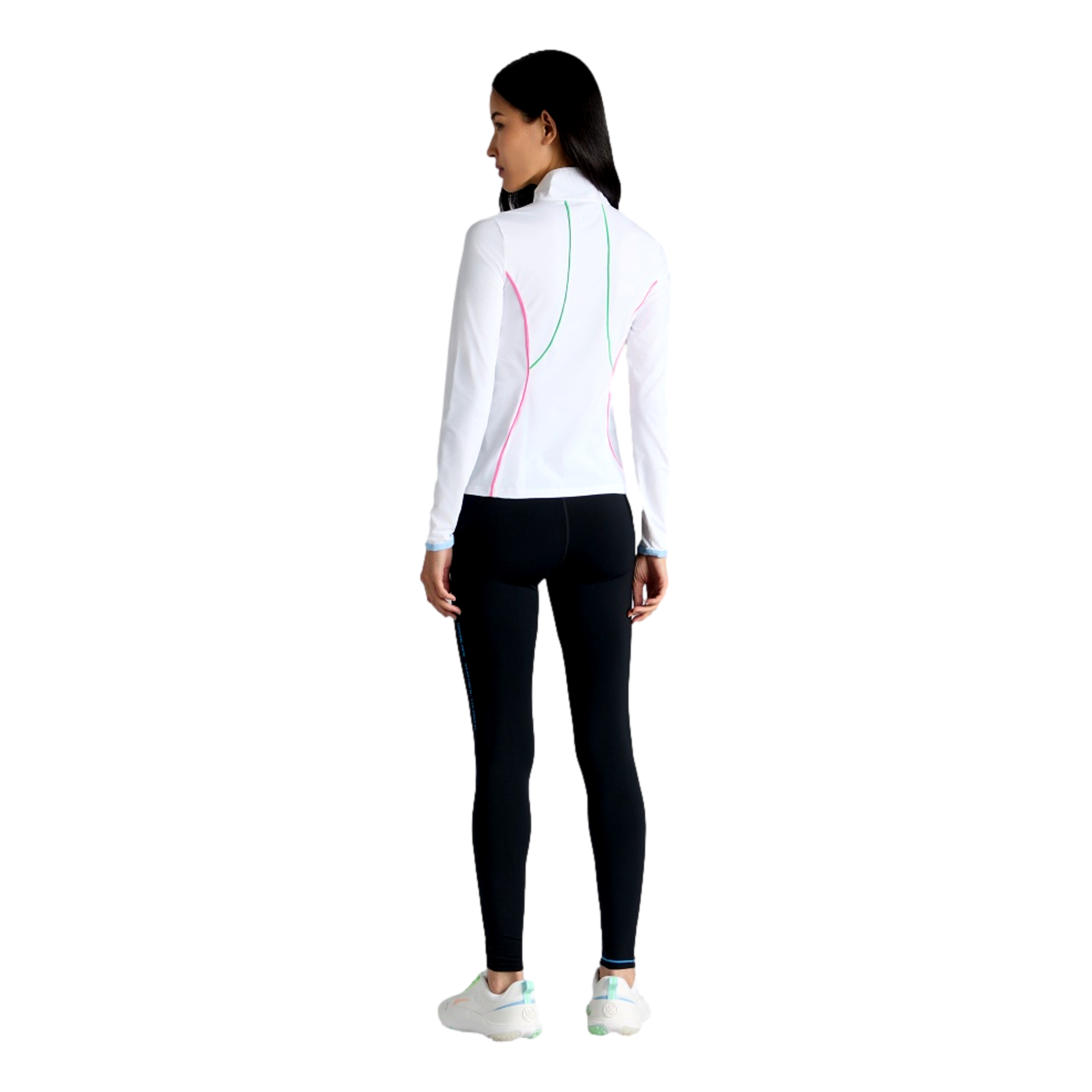 Stretch Nylon Interlock Tipped Quarter Zip Long Sleeve Golf Pullover