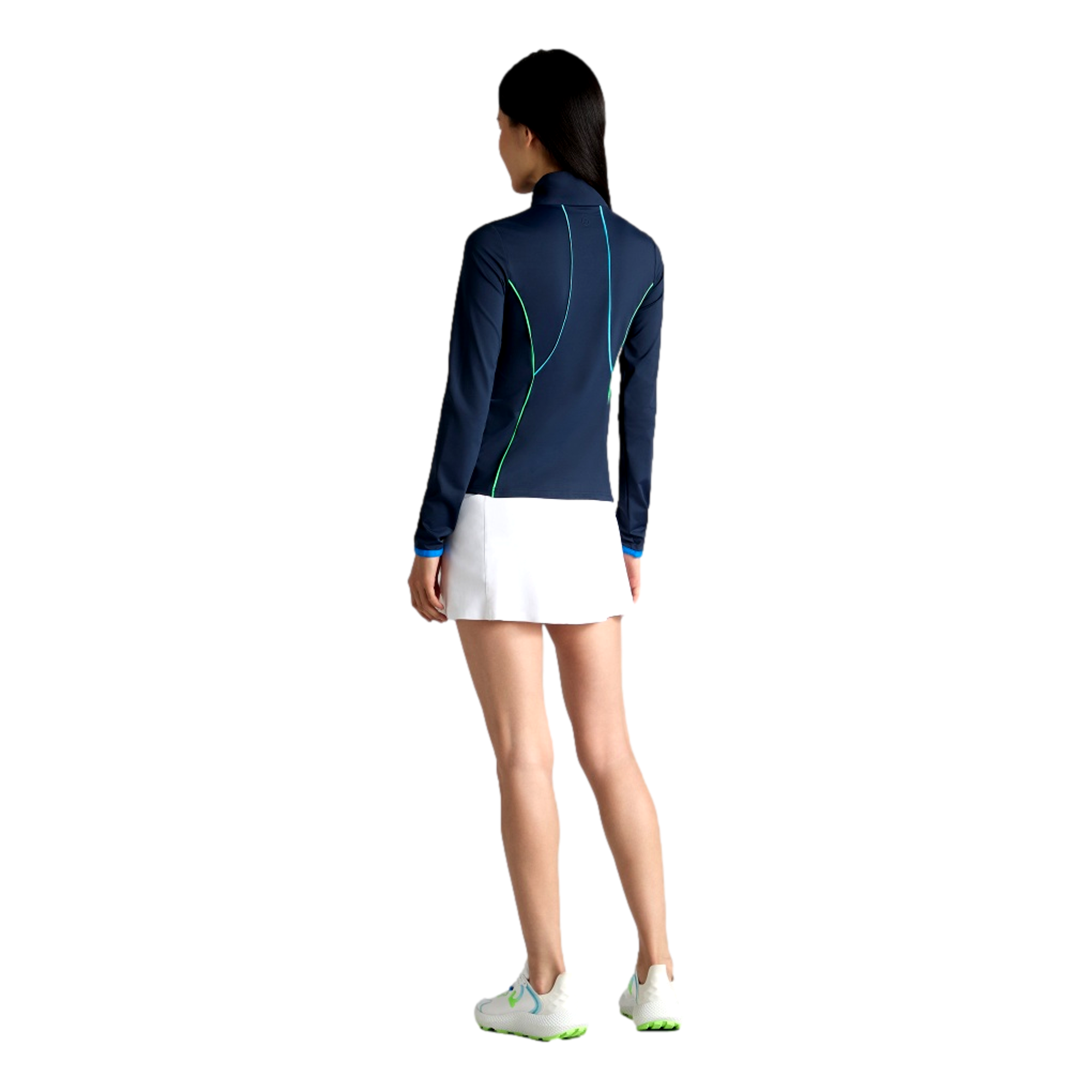 Stretch Nylon Interlock Tipped Quarter Zip Long Sleeve Golf Pullover