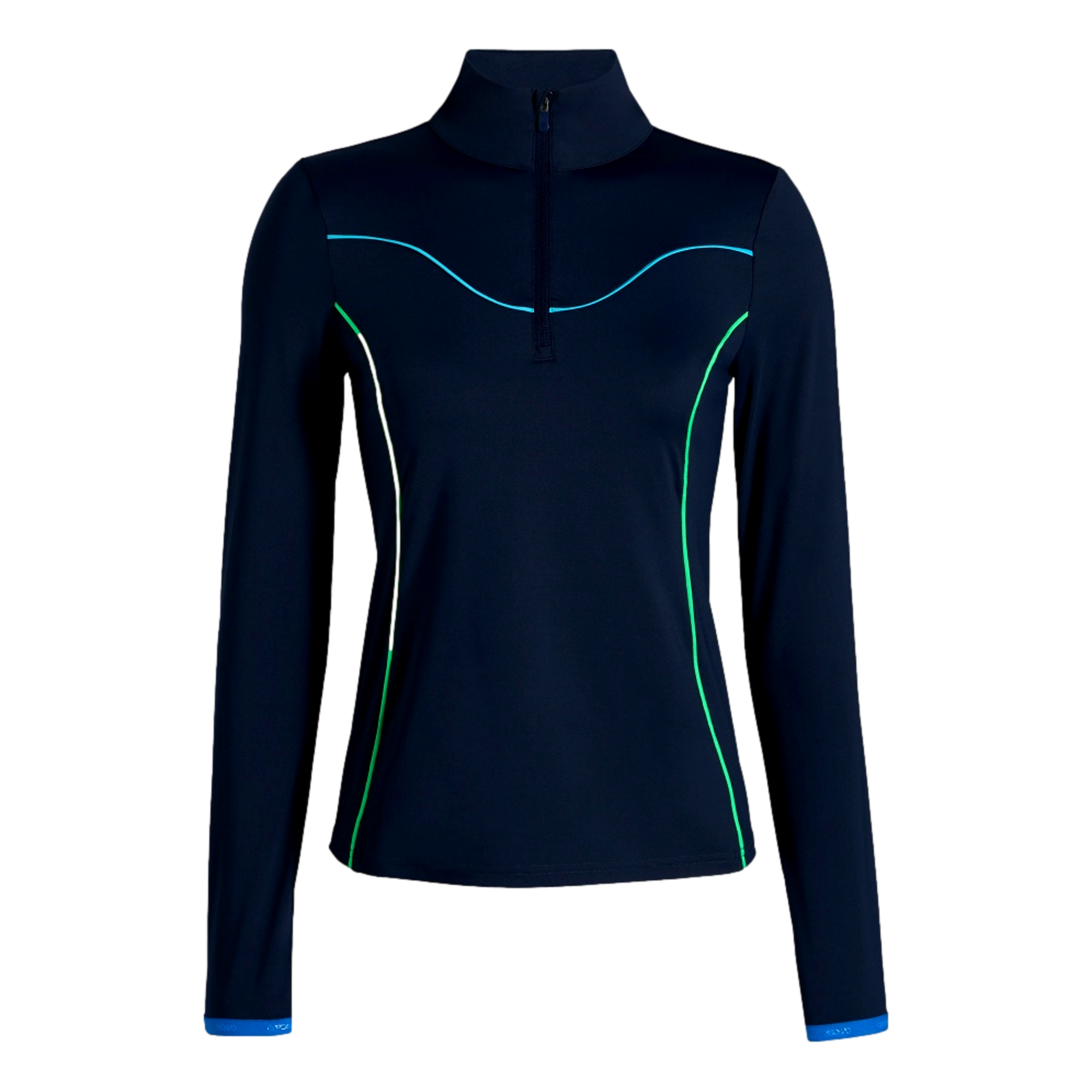 Stretch Nylon Interlock Tipped Quarter Zip Long Sleeve Golf Pullover