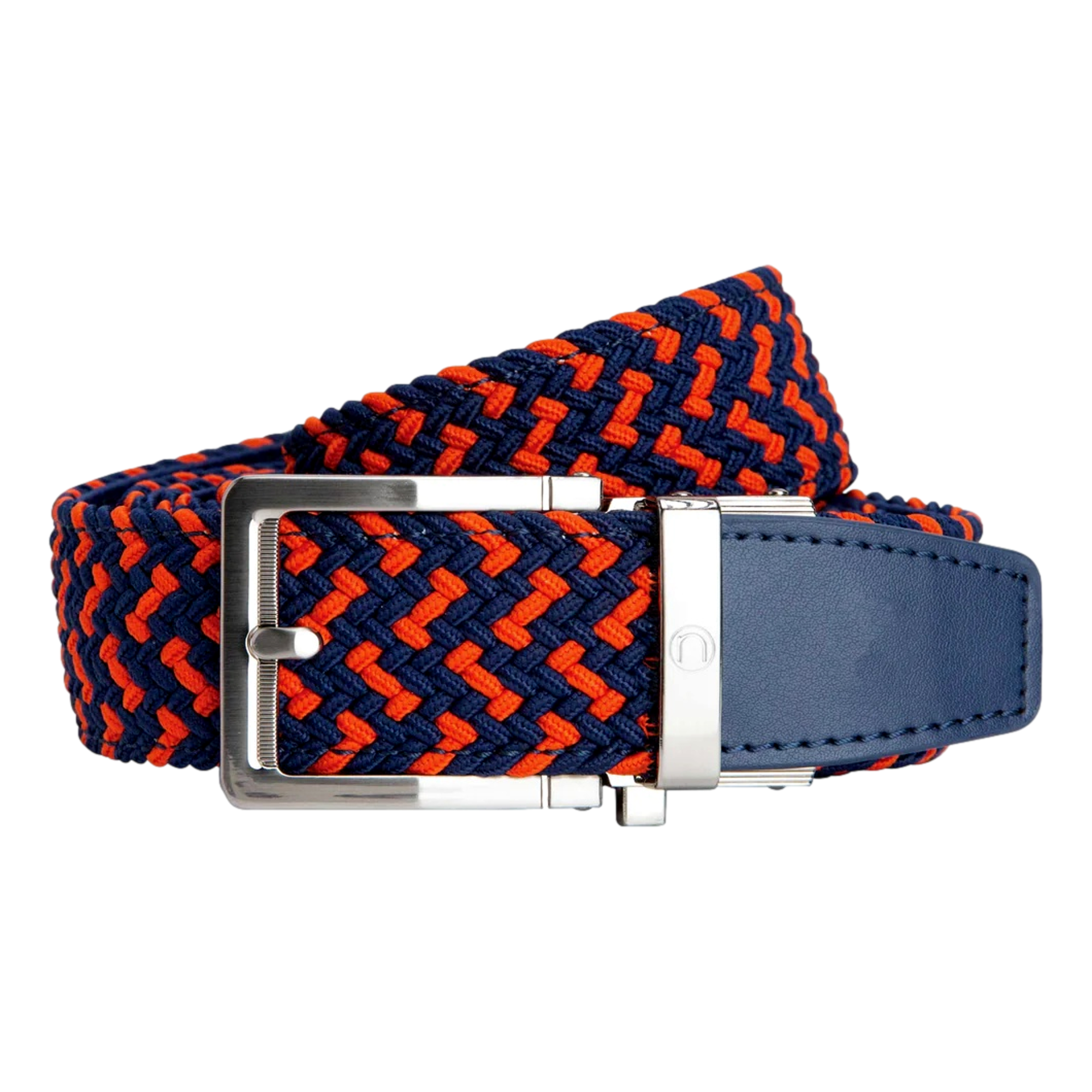 Braided Orange and Navy Mens Belt