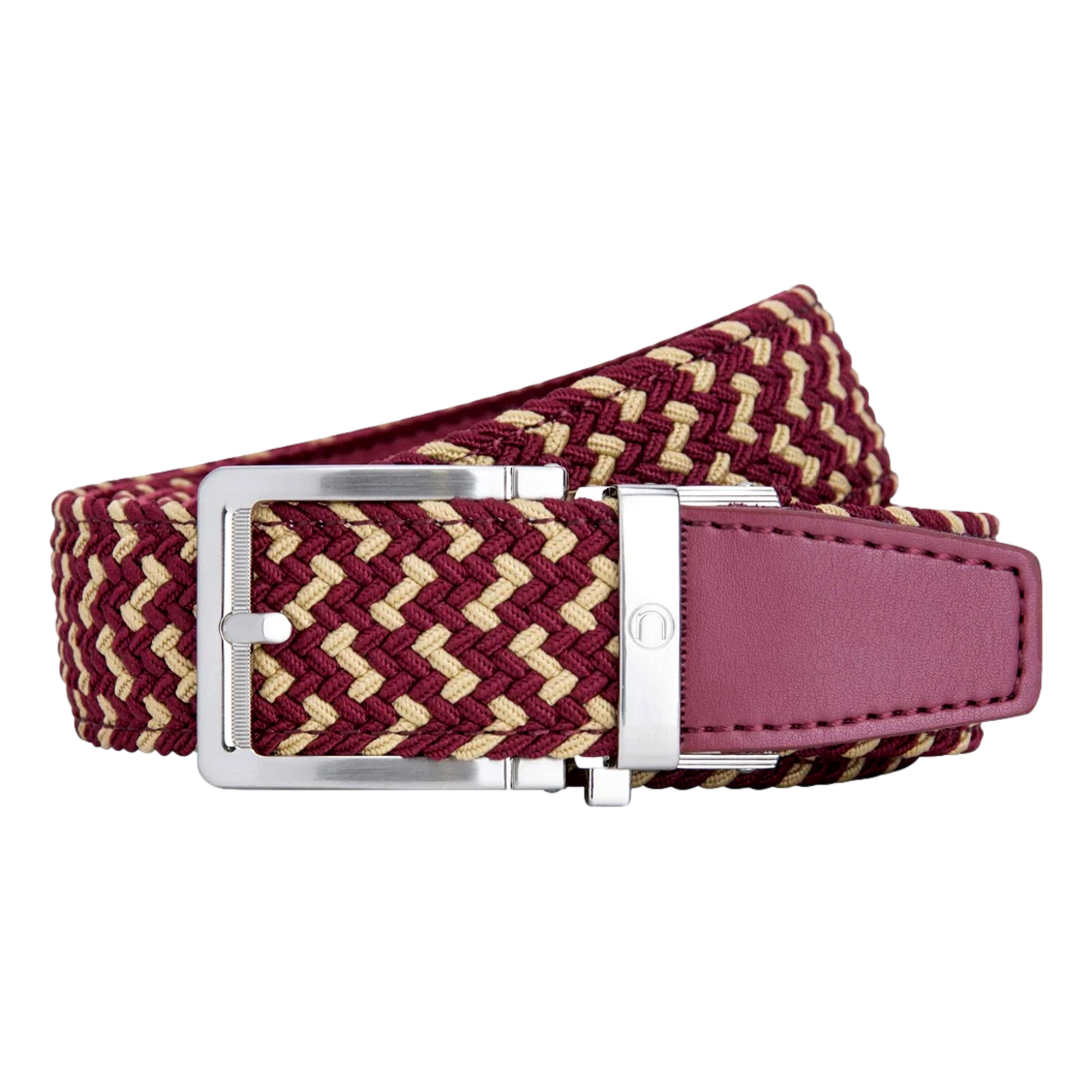 Braided Garnet & Gold Mens Belt